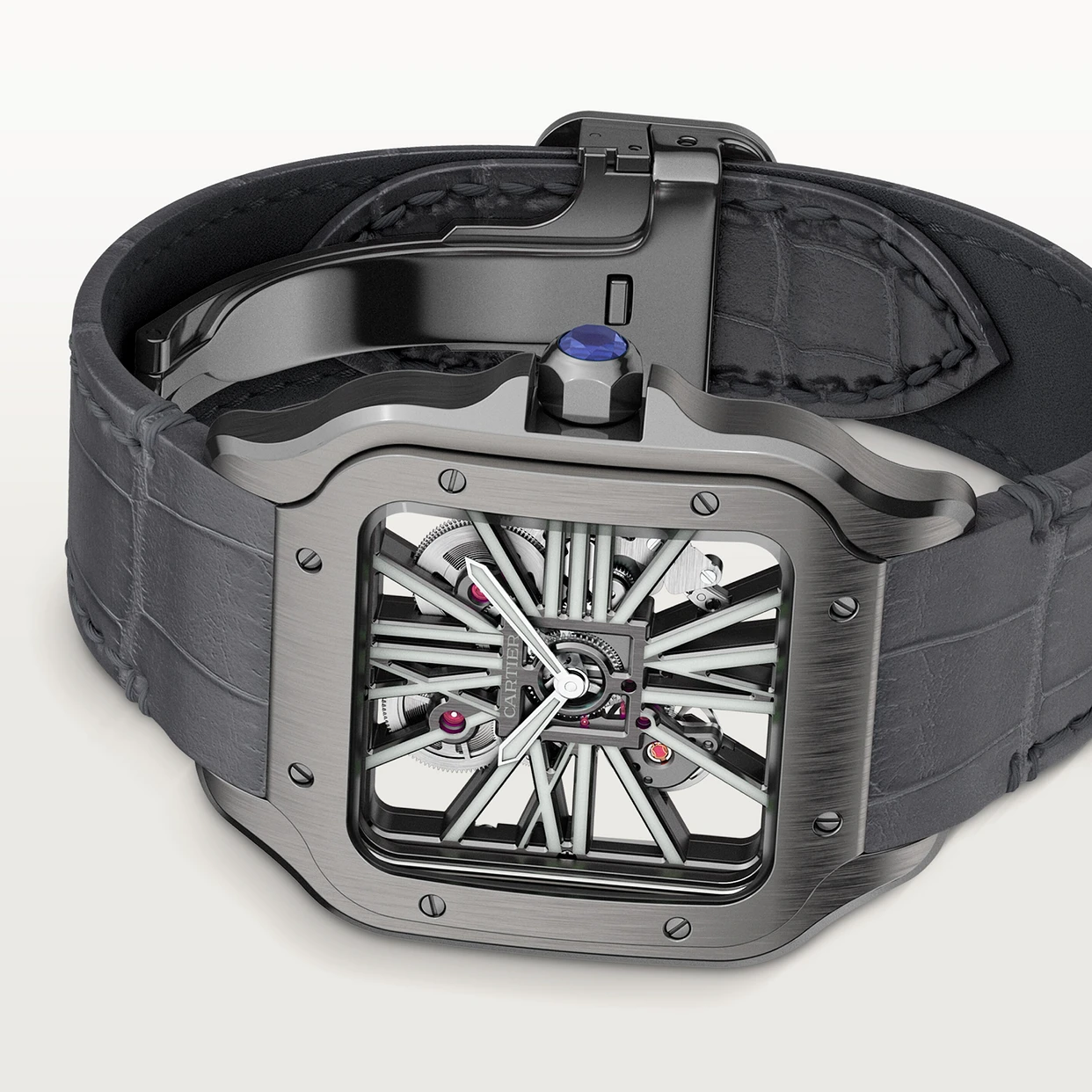 Watch in dlc-coated steel Santos de Cartier Cartier