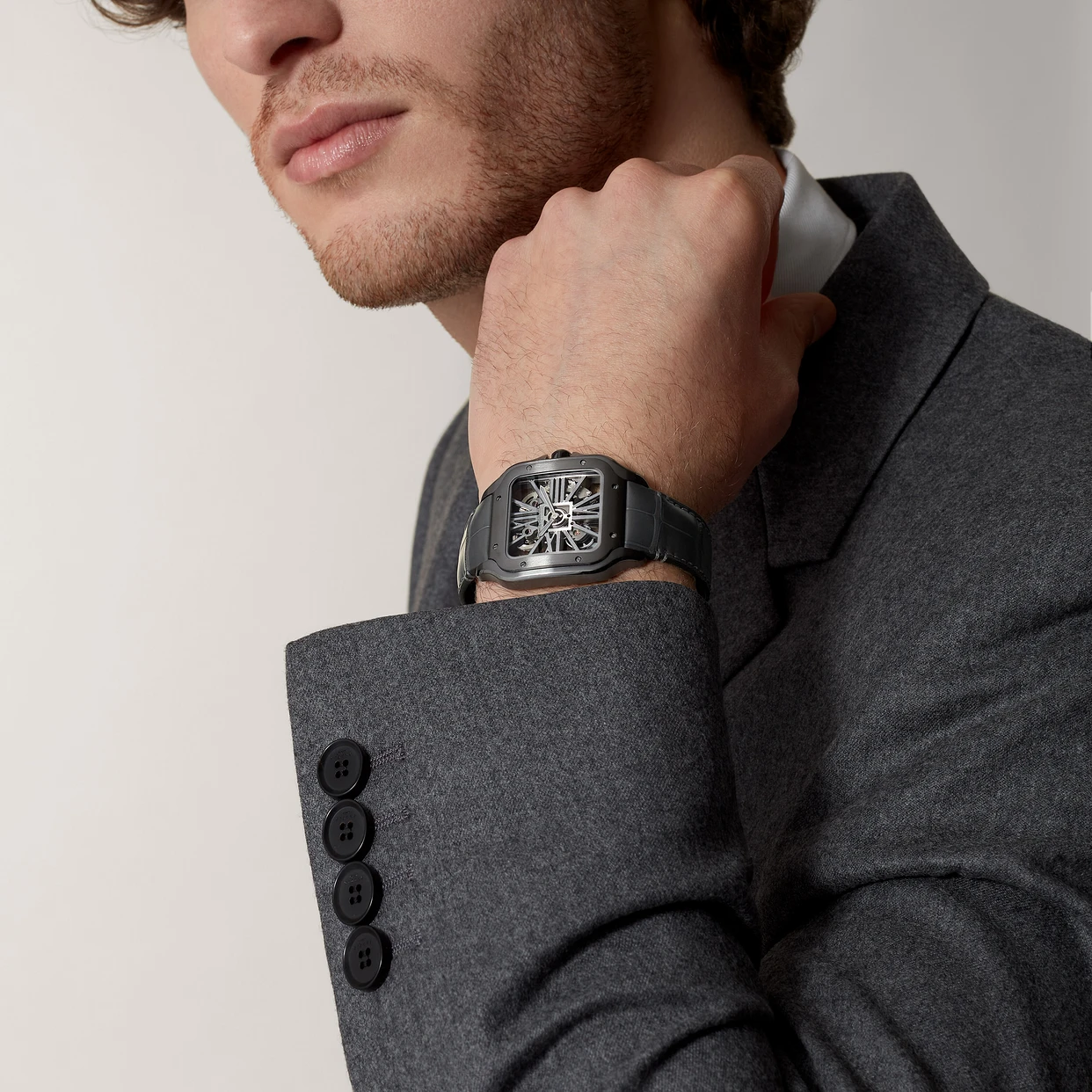 Watch in dlc-coated steel Santos de Cartier Cartier