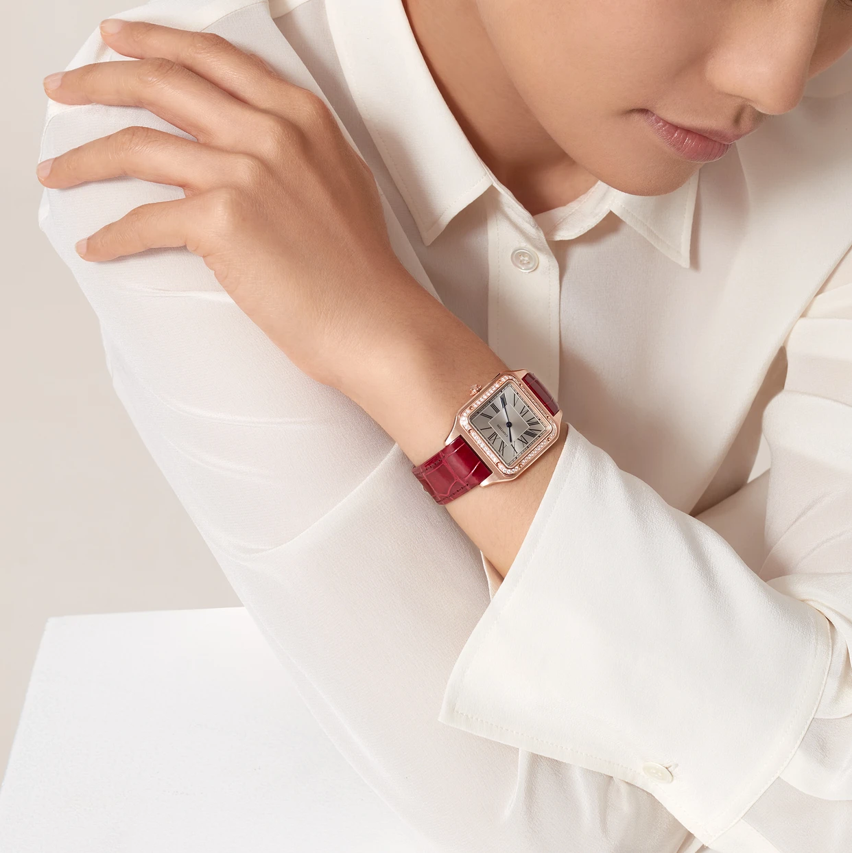 Orologio in oro rosa Santos-Dumont Cartier