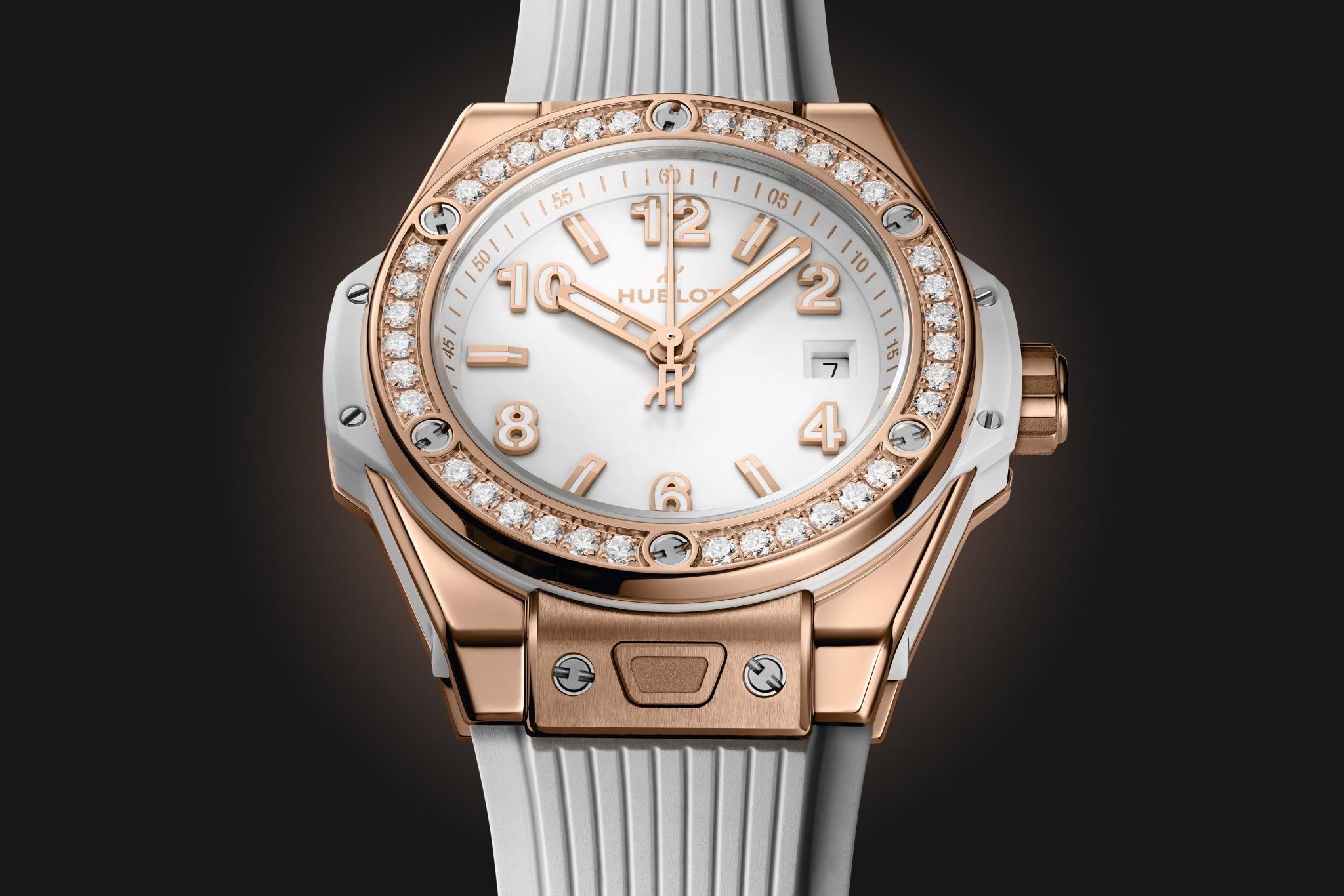 Orologio in oro rosa Big Bang One Click King Gold White Diamonds Hublot