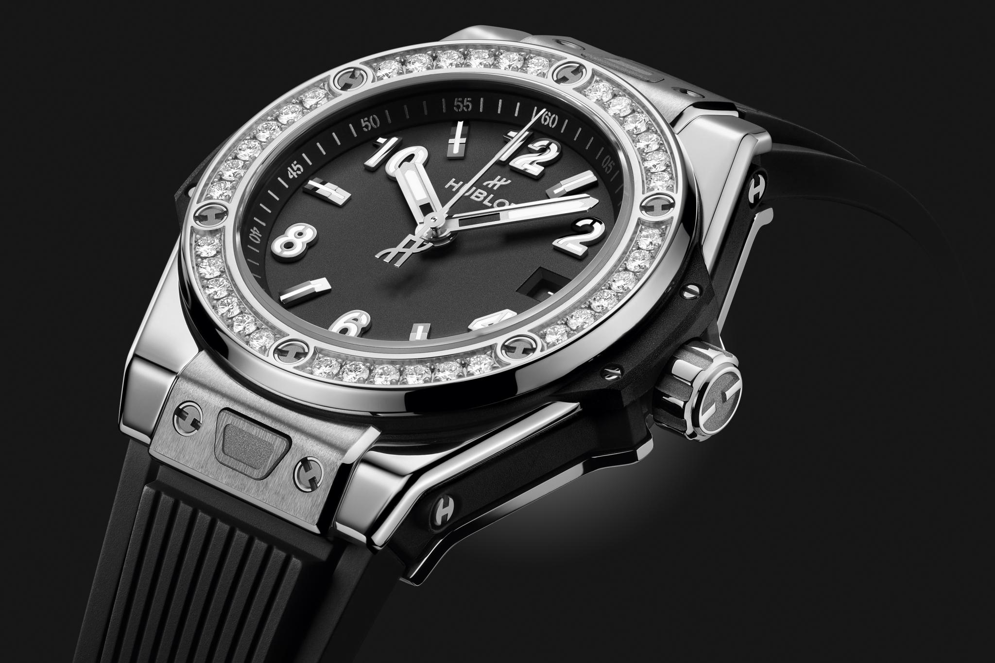 Watch in steel Big Bang One Click Steel Diamonds Hublot