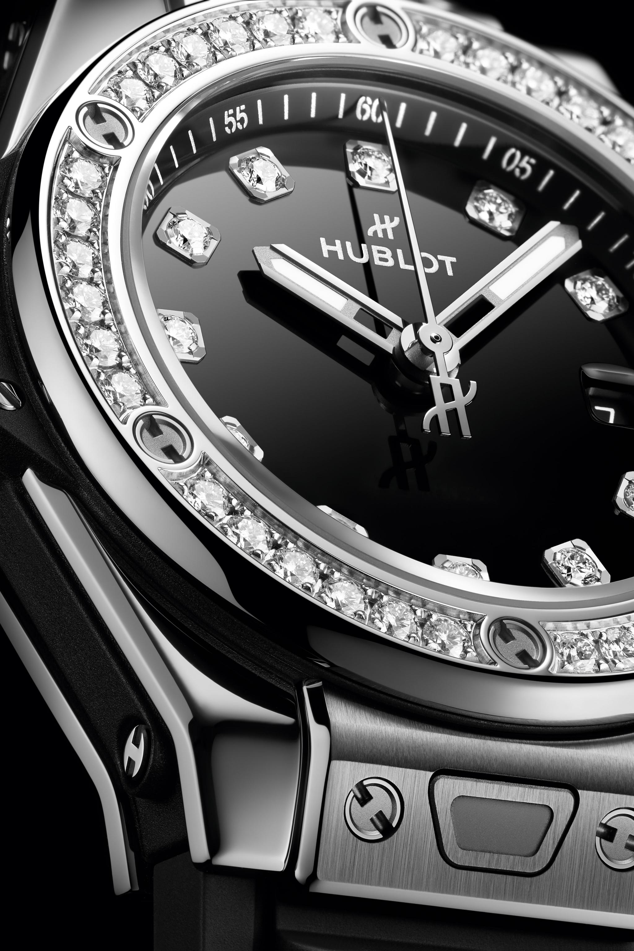 Watch in steel Big Bang One Click Steel Diamonds Hublot