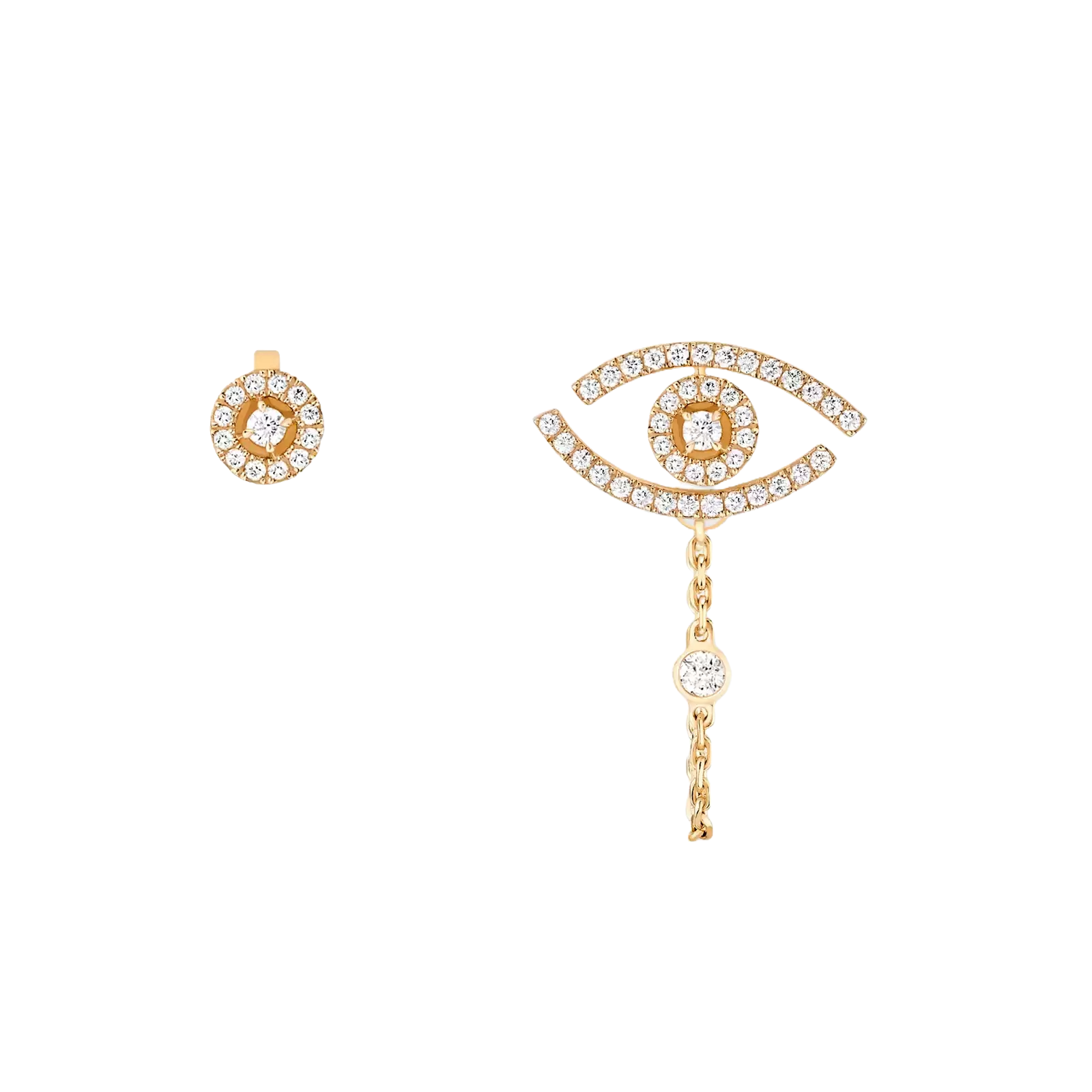 Earrings in yellow gold Lucky Eye Pavé-Set Messika