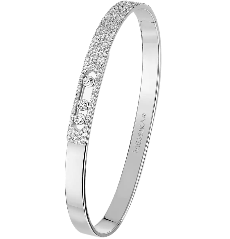 Gioiello in oro bianco Bangle Move Noa PM Pavé Messika