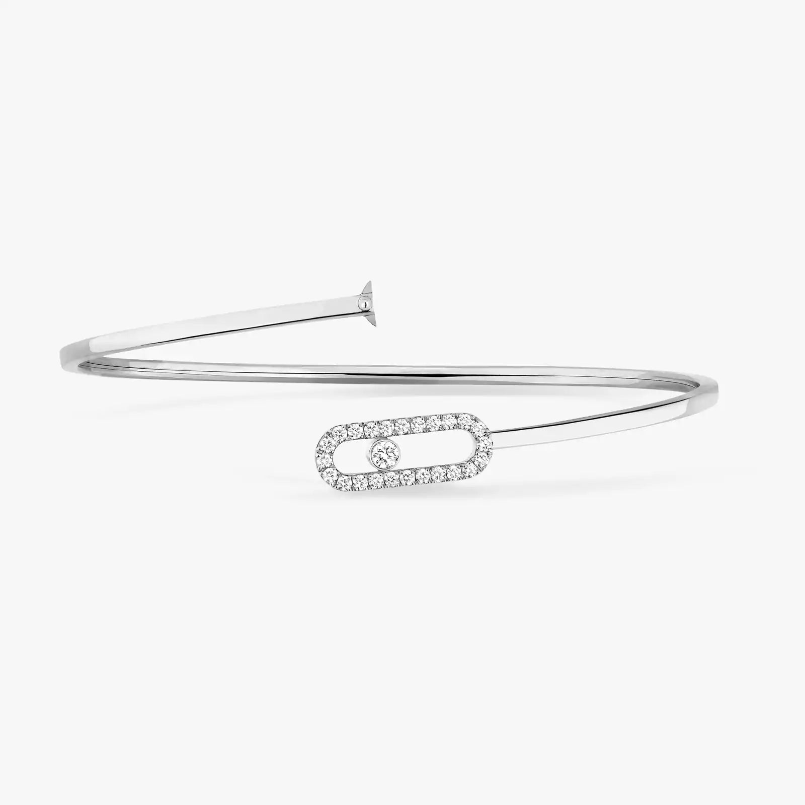 Gioiello in oro bianco Flex Bangle Move Uno Pavé MM Messika