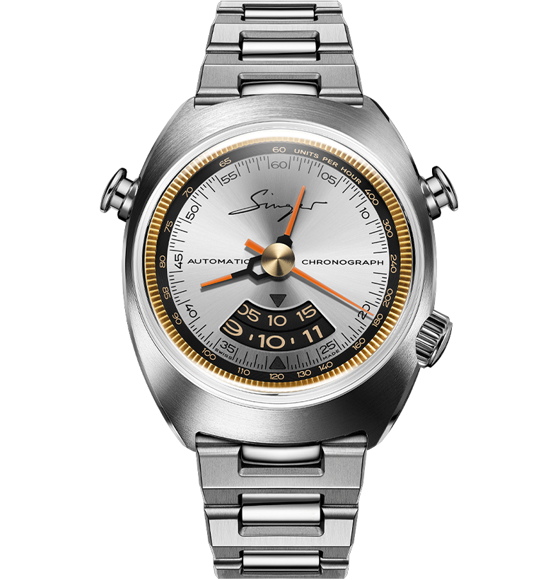 Watch in steel 1969 Sunray Chronograph Singer