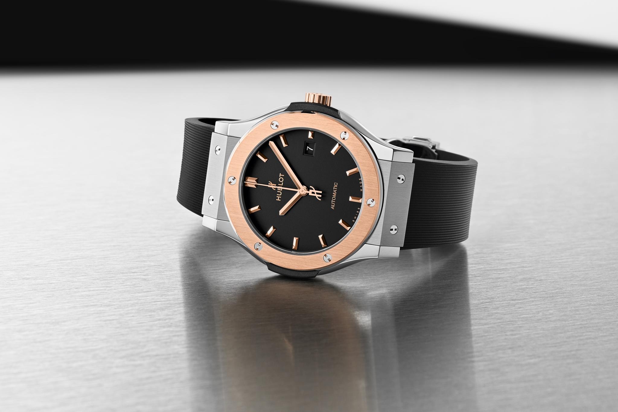 Watch in rose gold and titanium Classic Fusion Titanium King Gold Hublot