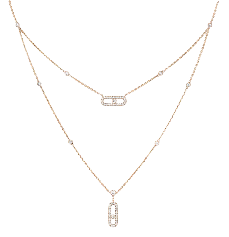Gioiello in oro rosa Collana Move Uno 2 Rows Pavé Messika