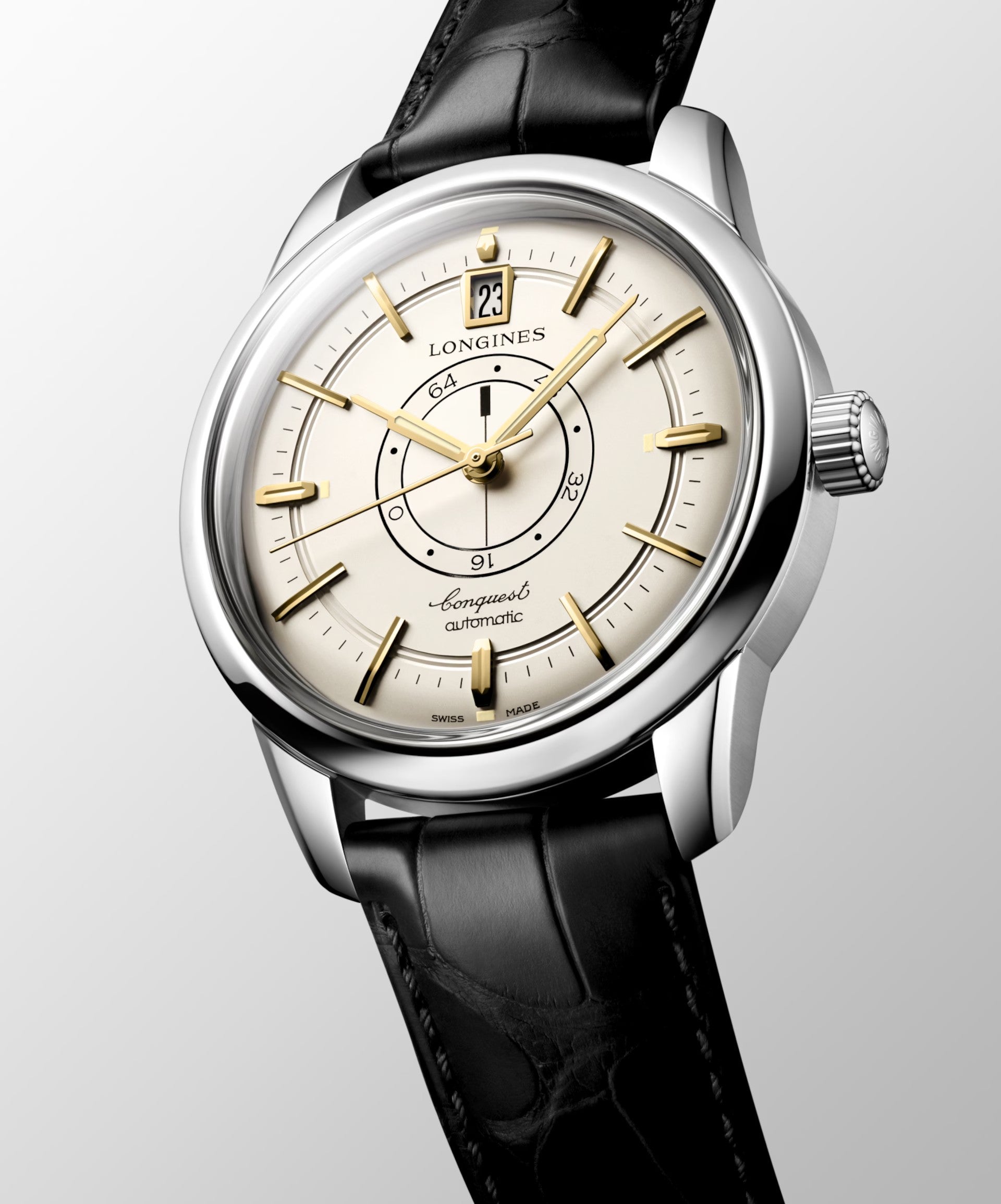Watch in steel Conquest Heritage Central Power Reserve
 Longines