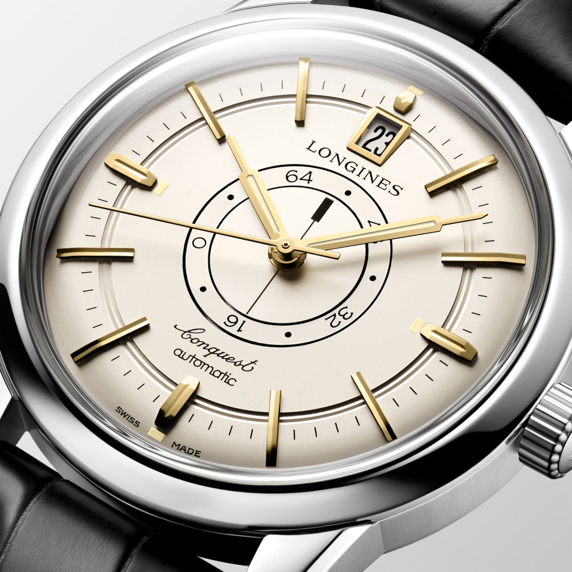 Watch in steel Conquest Heritage Central Power Reserve
 Longines