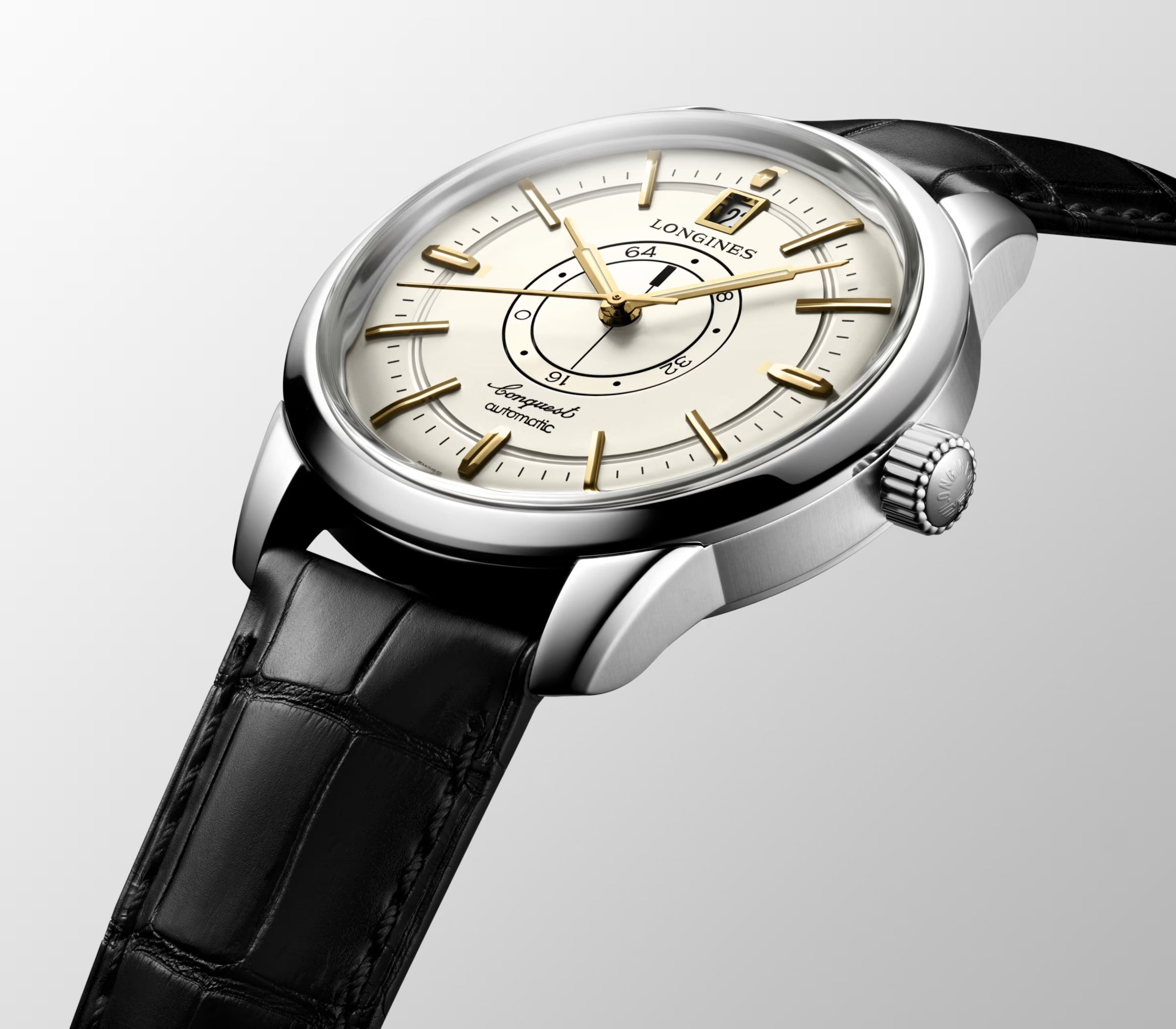 Watch in steel Conquest Heritage Central Power Reserve
 Longines
