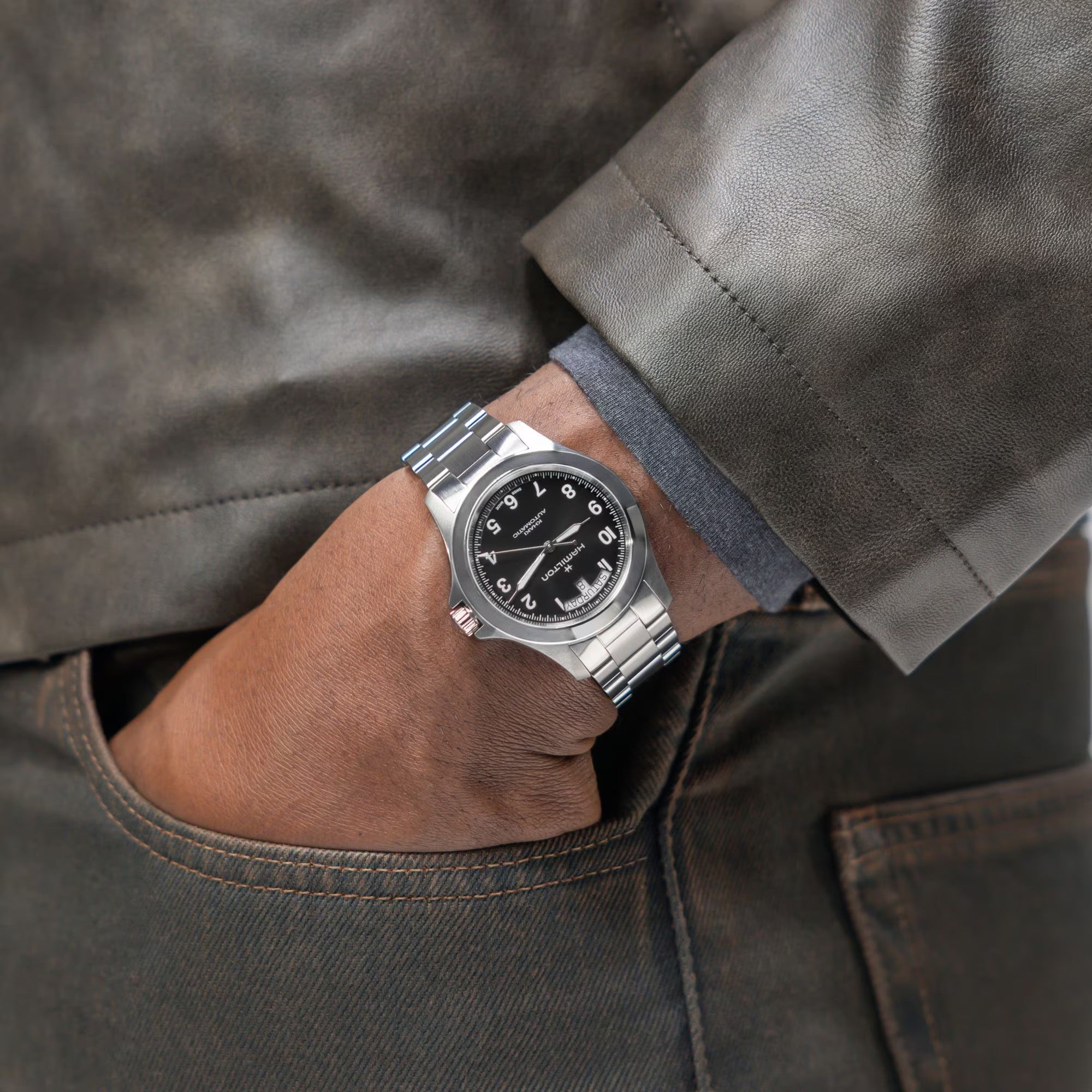 Watch in steel Khaki Field King Day-date Hamilton