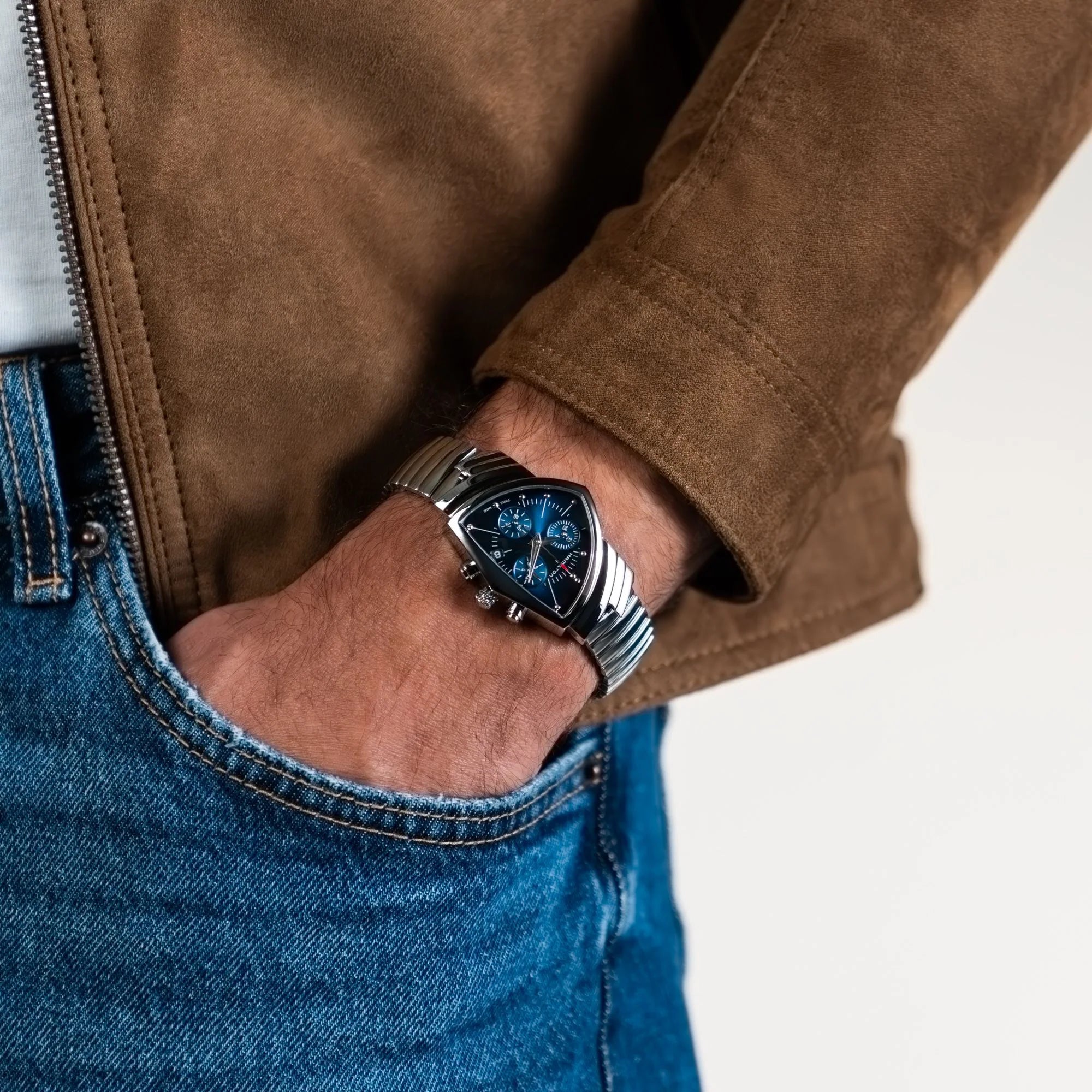 Watch in steel Ventura Chrono Quartz Hamilton