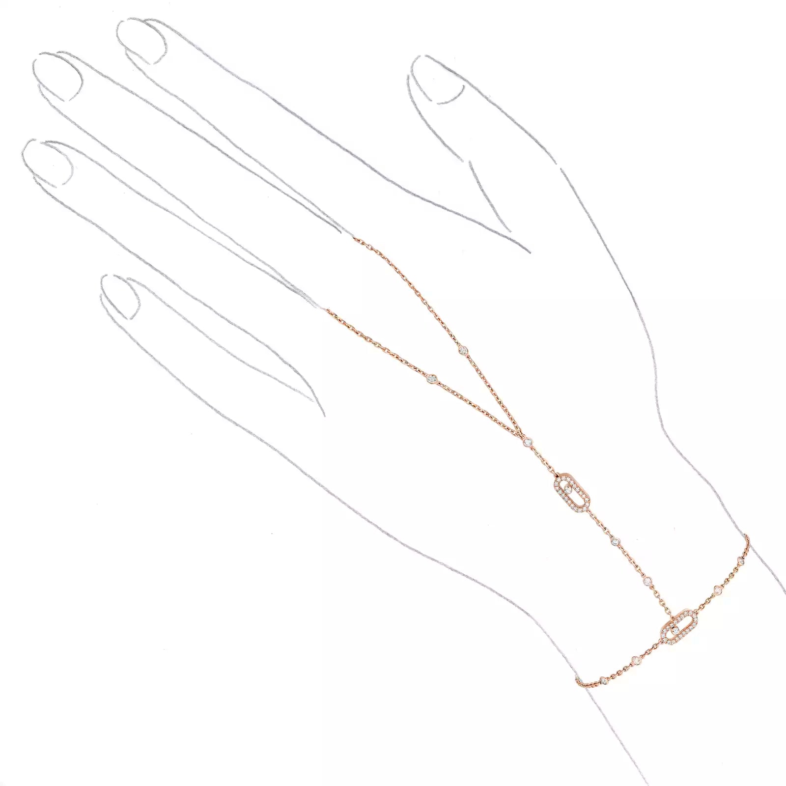 Gioiello in oro rosa Bracciale da mano Move Uno Messika