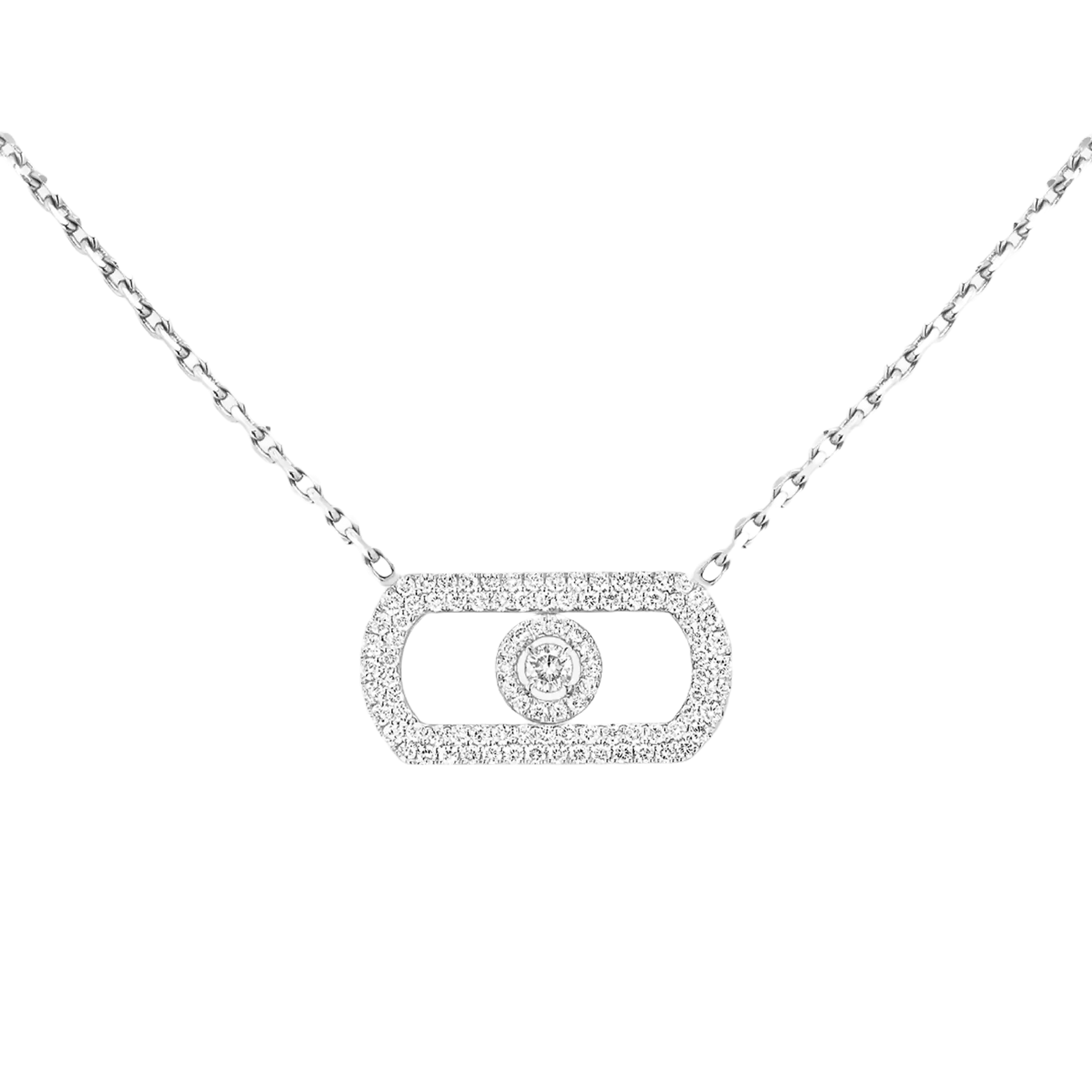 Gioiello in oro bianco Collana So Move Pavé Messika