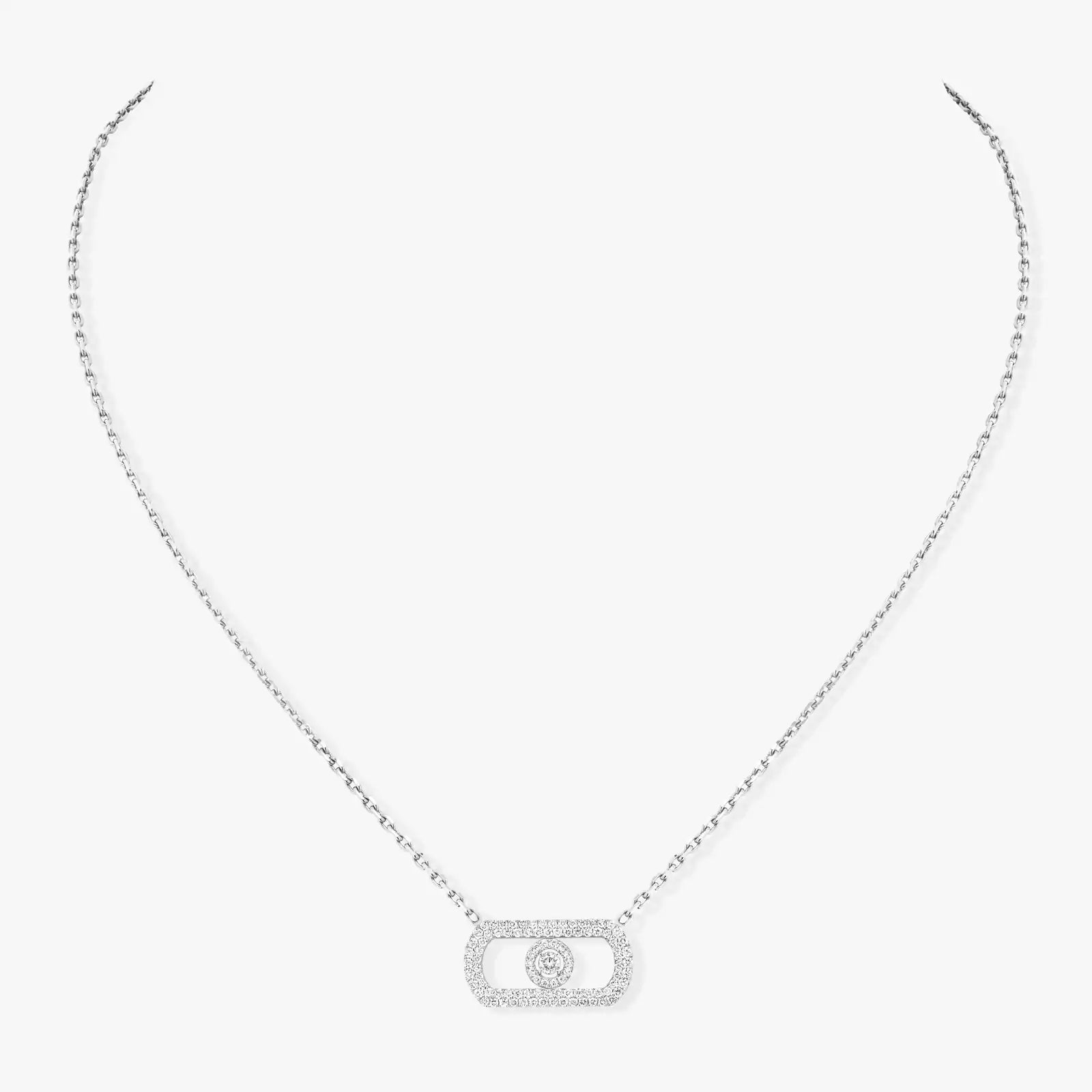 Gioiello in oro bianco Collana So Move Pavé Messika