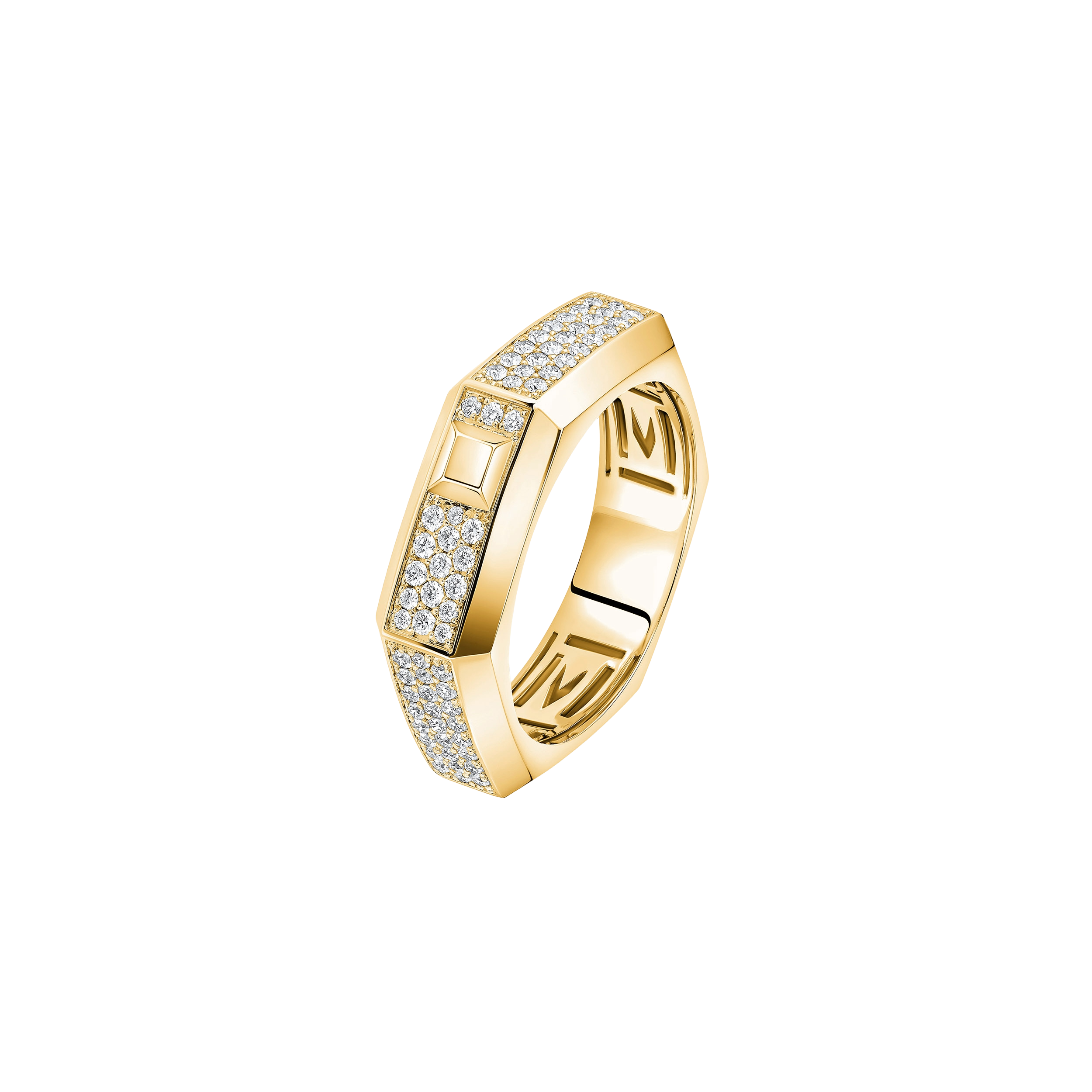 Ring in yellow gold Moderniste pavé ring medium Messika