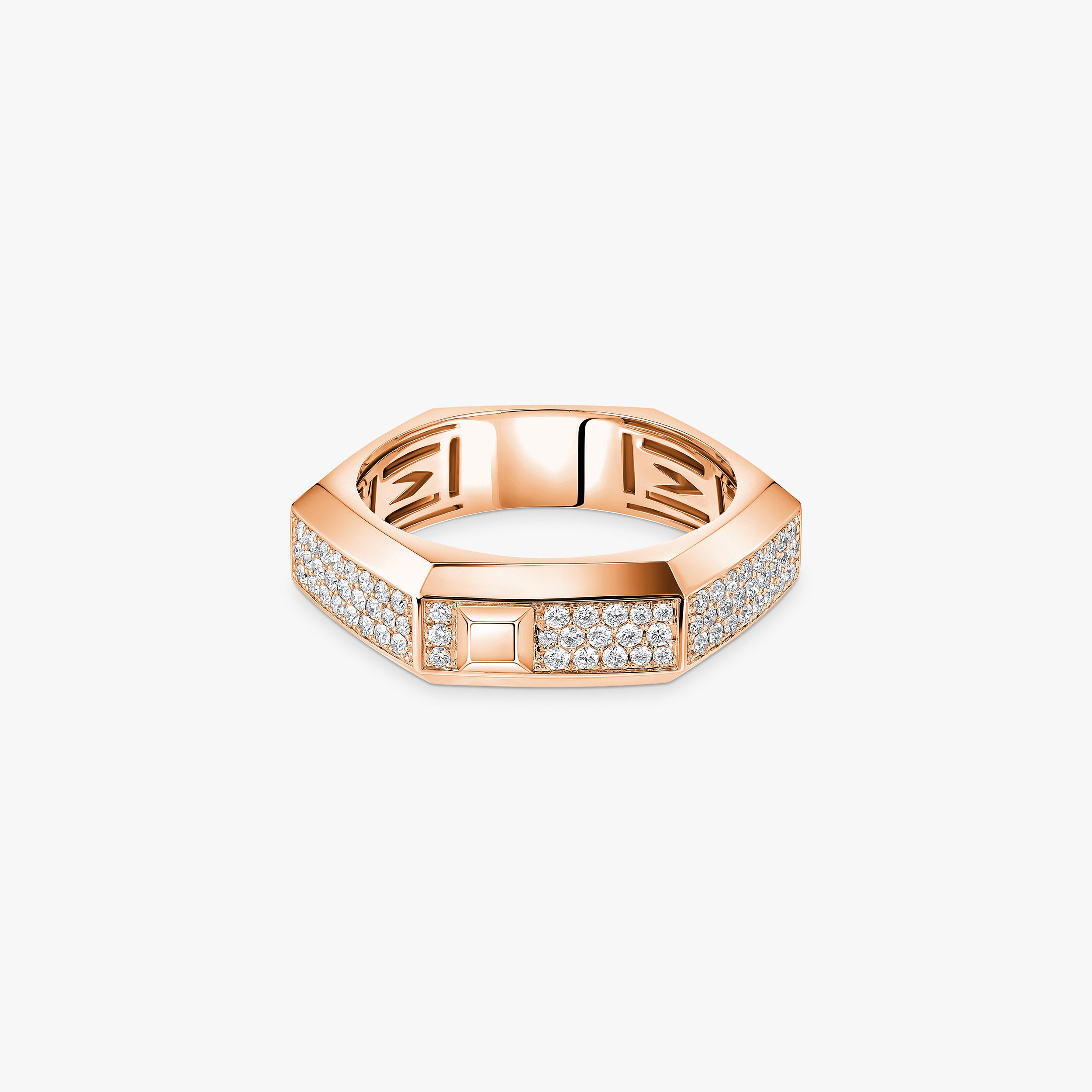 Ring in rose gold Moderniste pavé ring medium Messika