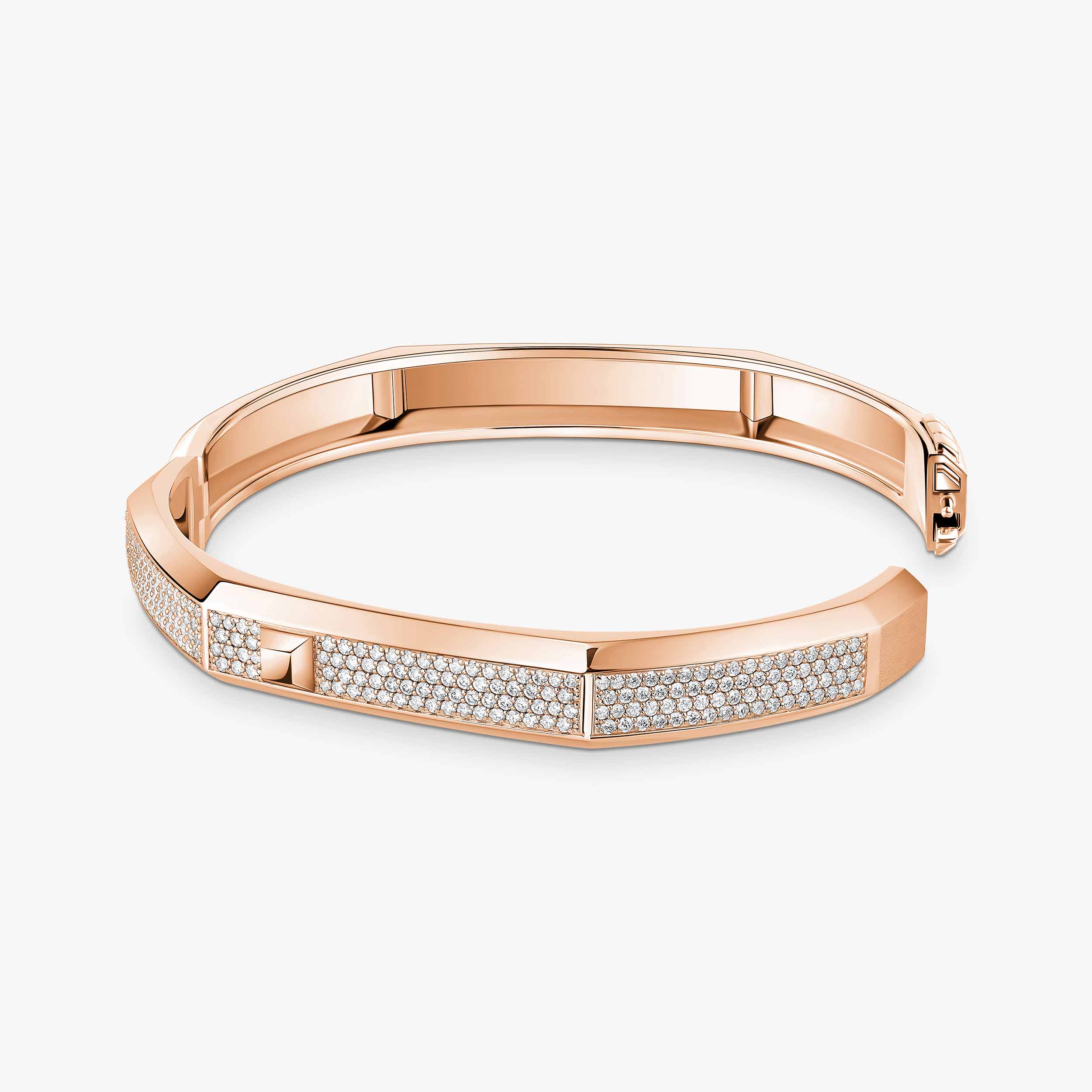 Bracelet in rose gold Moderniste pavé bracelet medium Messika