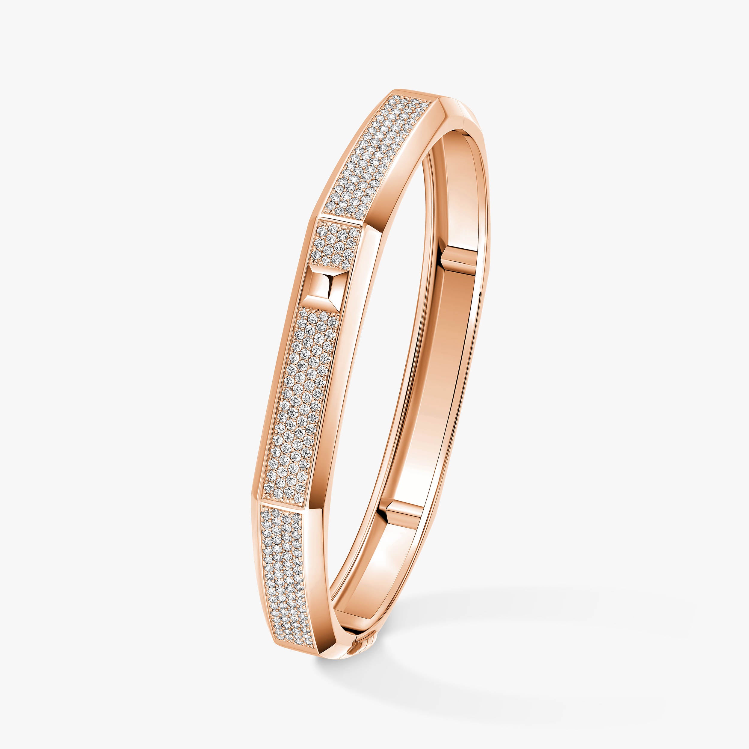 Bracelet in rose gold Moderniste pavé bracelet medium Messika