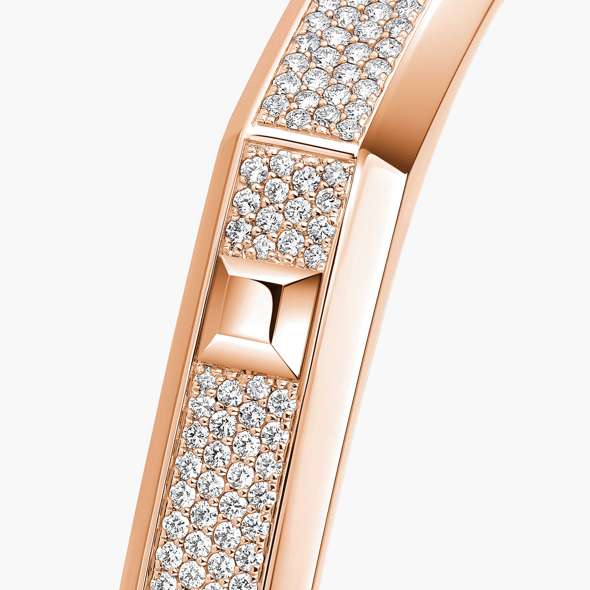 Bracelet in rose gold Moderniste pavé bracelet medium Messika