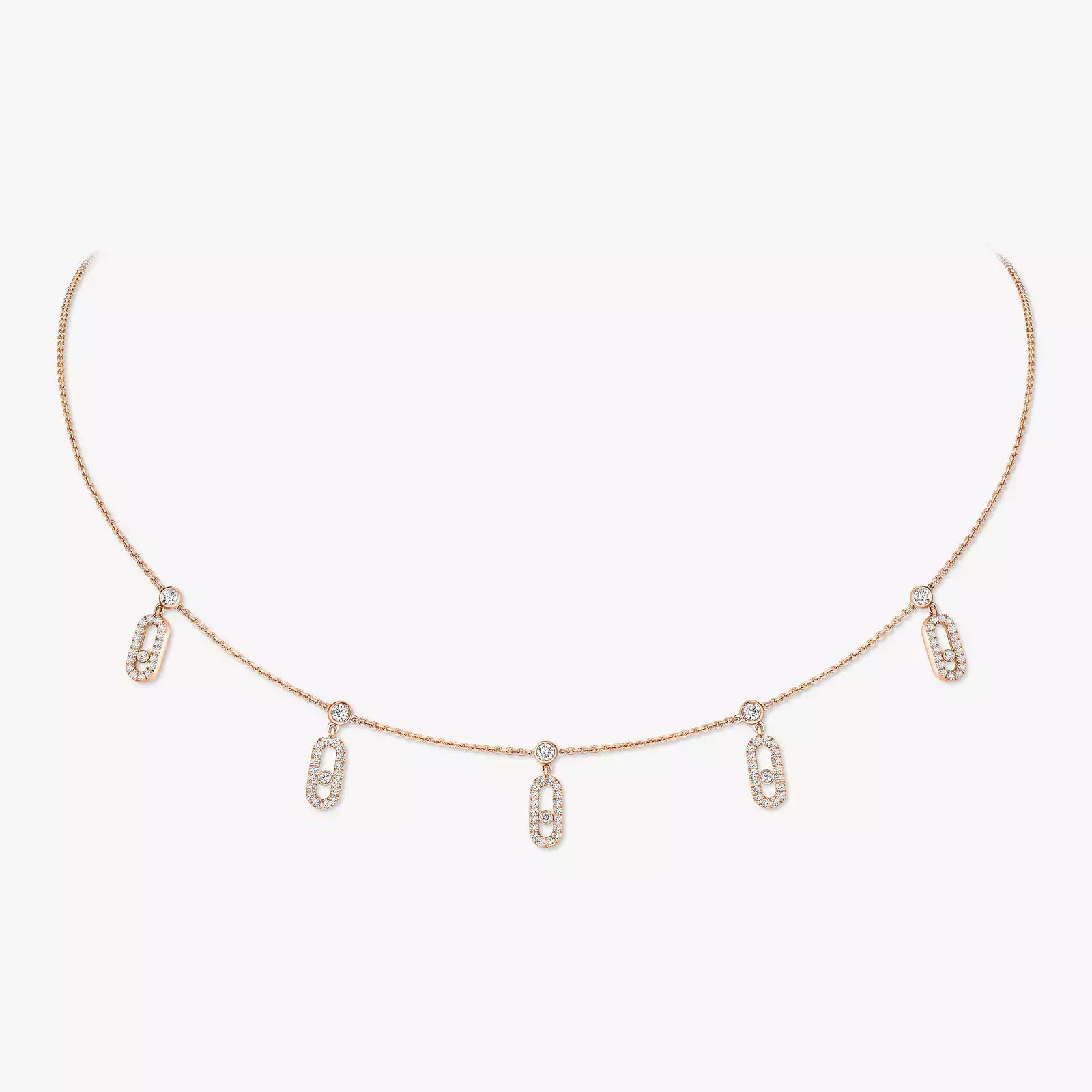 Gioiello in rose gold Move Uno Pavé Drop Pendant Choker Messika