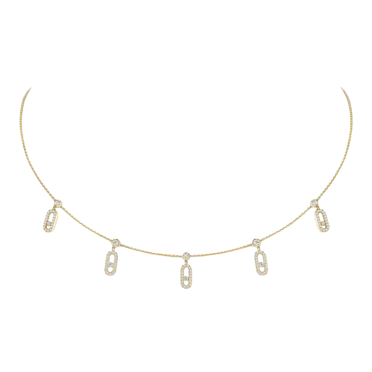 Gioiello in yellow gold Move Uno Pavé Drop Pendant Choker Messika