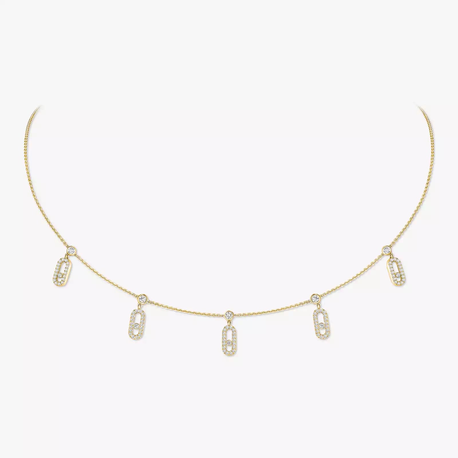 Gioiello in yellow gold Move Uno Pavé Drop Pendant Choker Messika