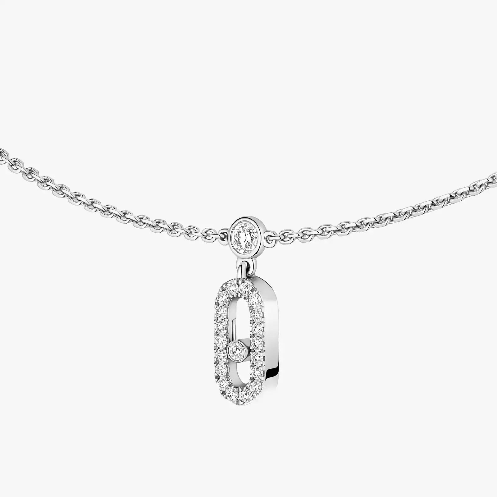 Gioiello in oro bianco Pendente Chocker Move Uno con charm e pavé Messika