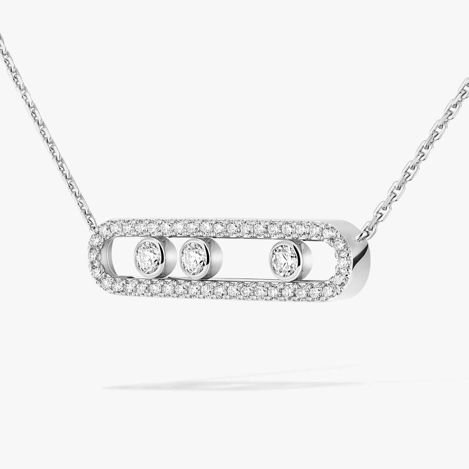 Gioiello in oro bianco Collana Move con pavé Messika