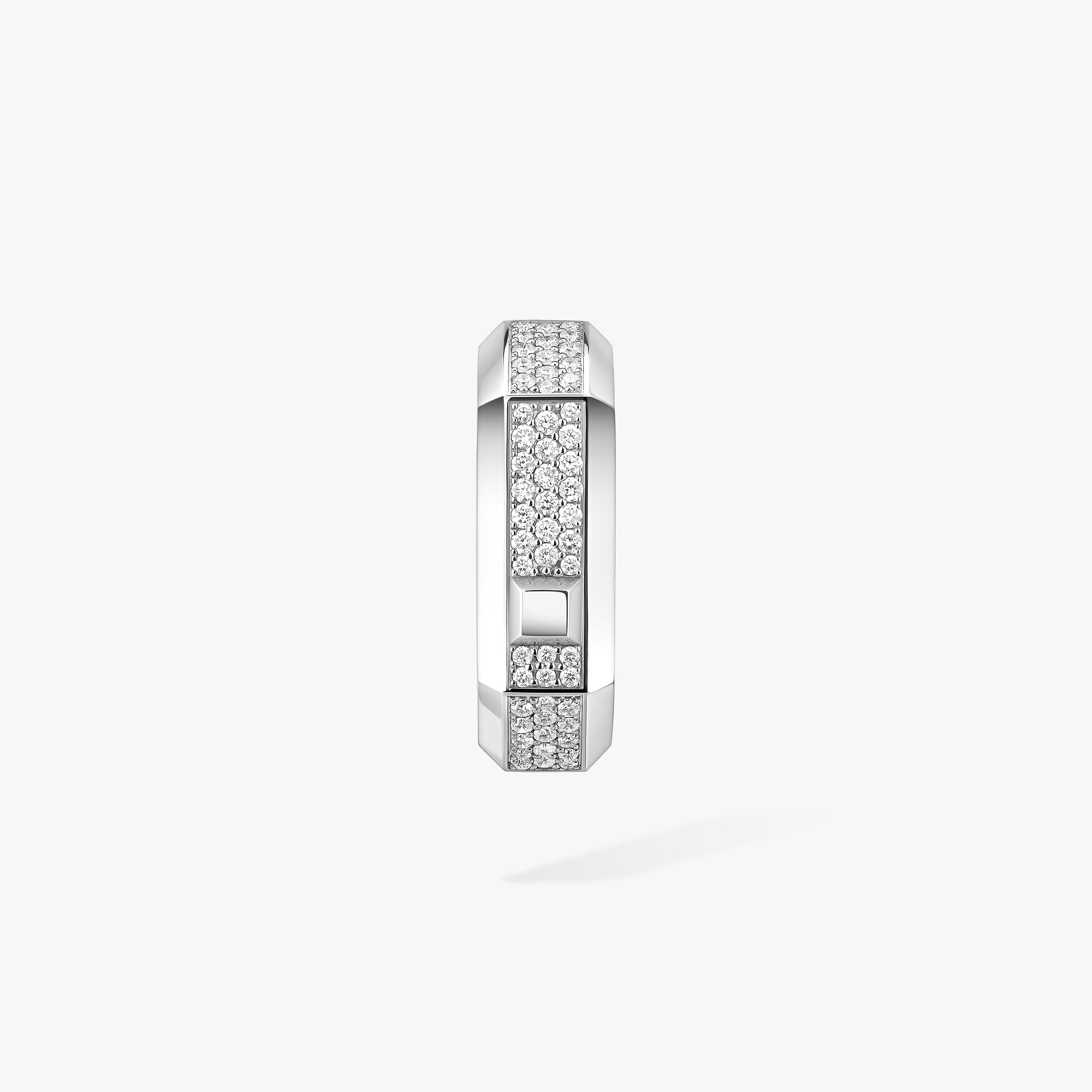 Gioiello in oro bianco Mono orecchino a cerchio Moderniste con pavé MM Messika