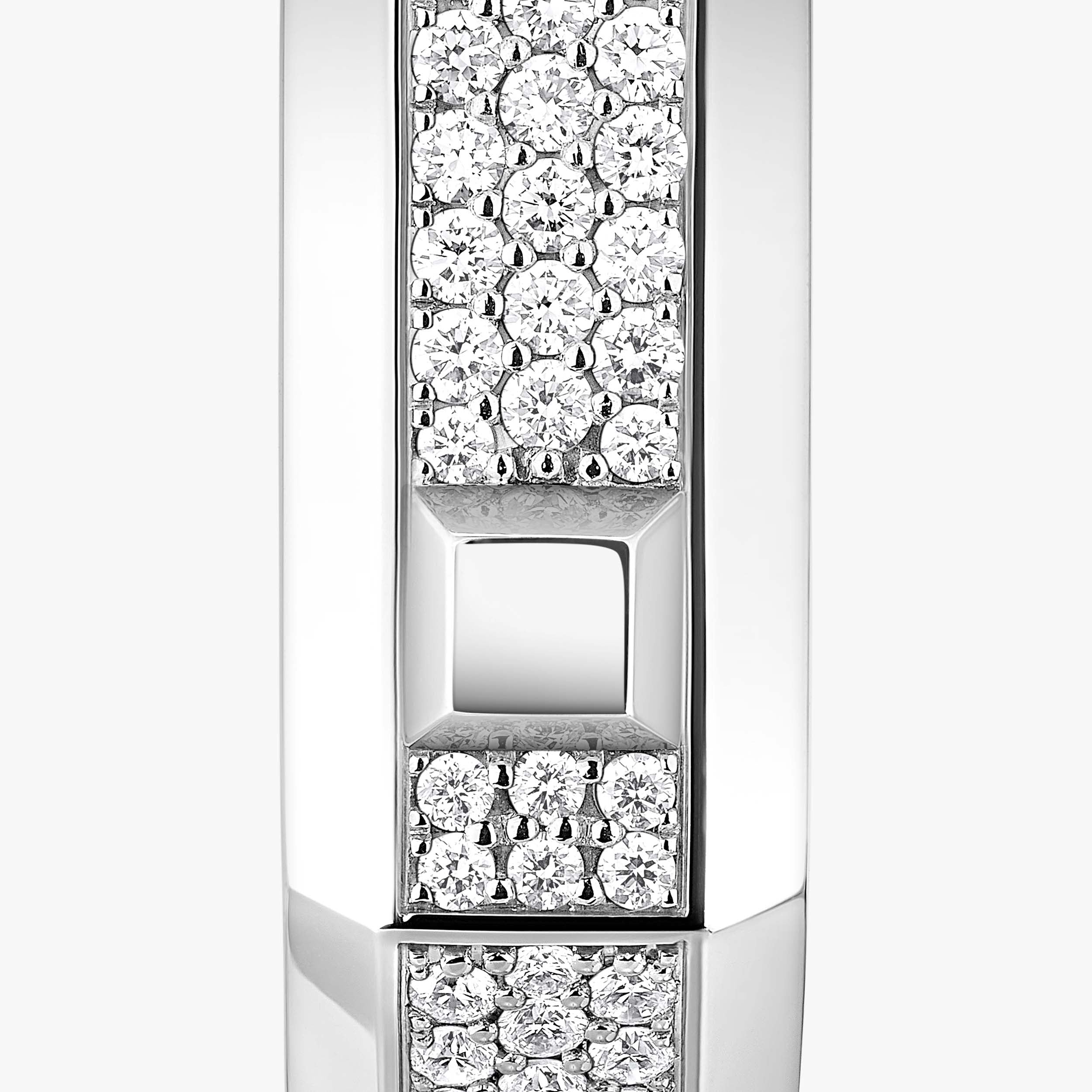 Gioiello in oro bianco Mono orecchino a cerchio Moderniste con pavé MM Messika