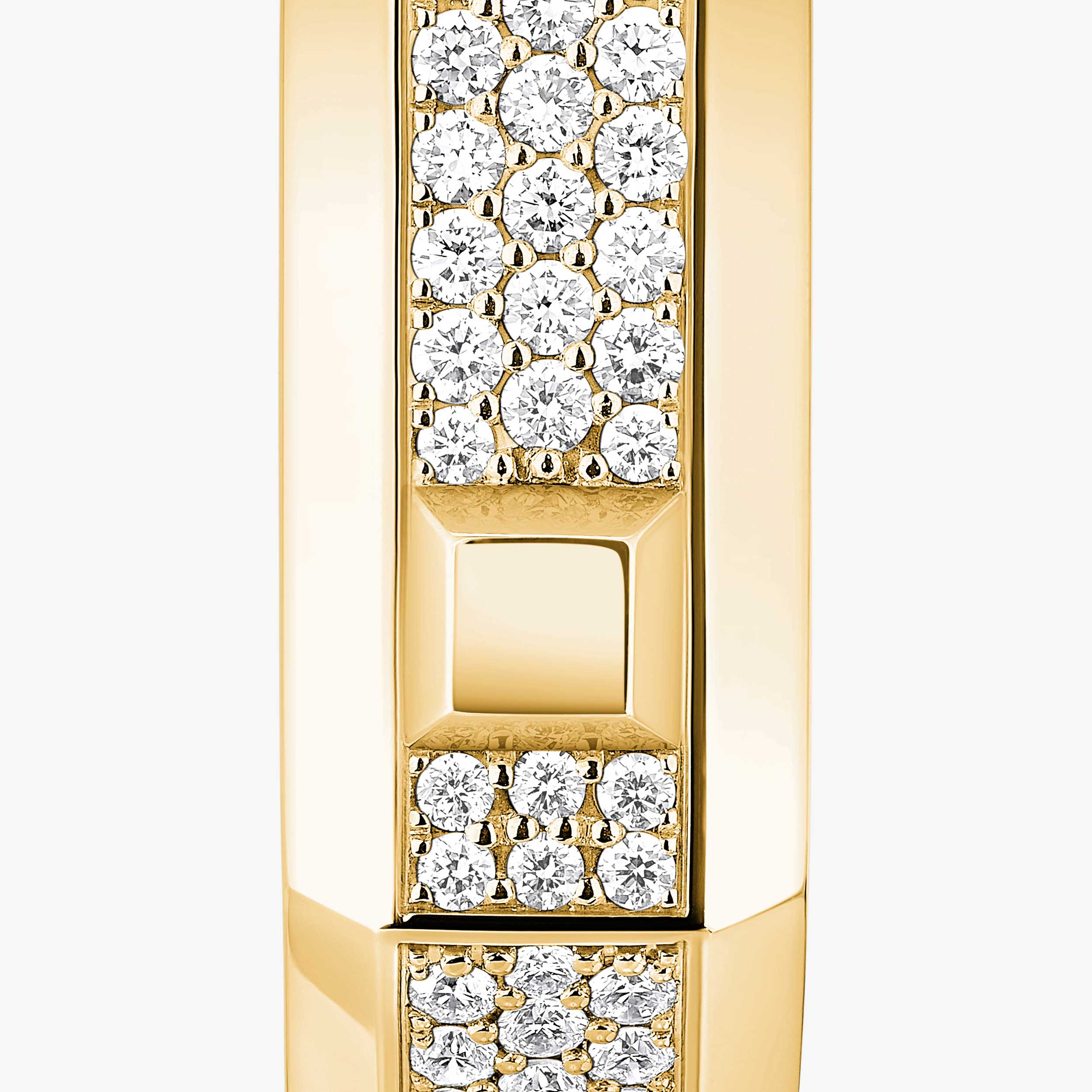 Gioiello in oro giallo Mono orecchino a cerchio Moderniste con pavé MM Messika