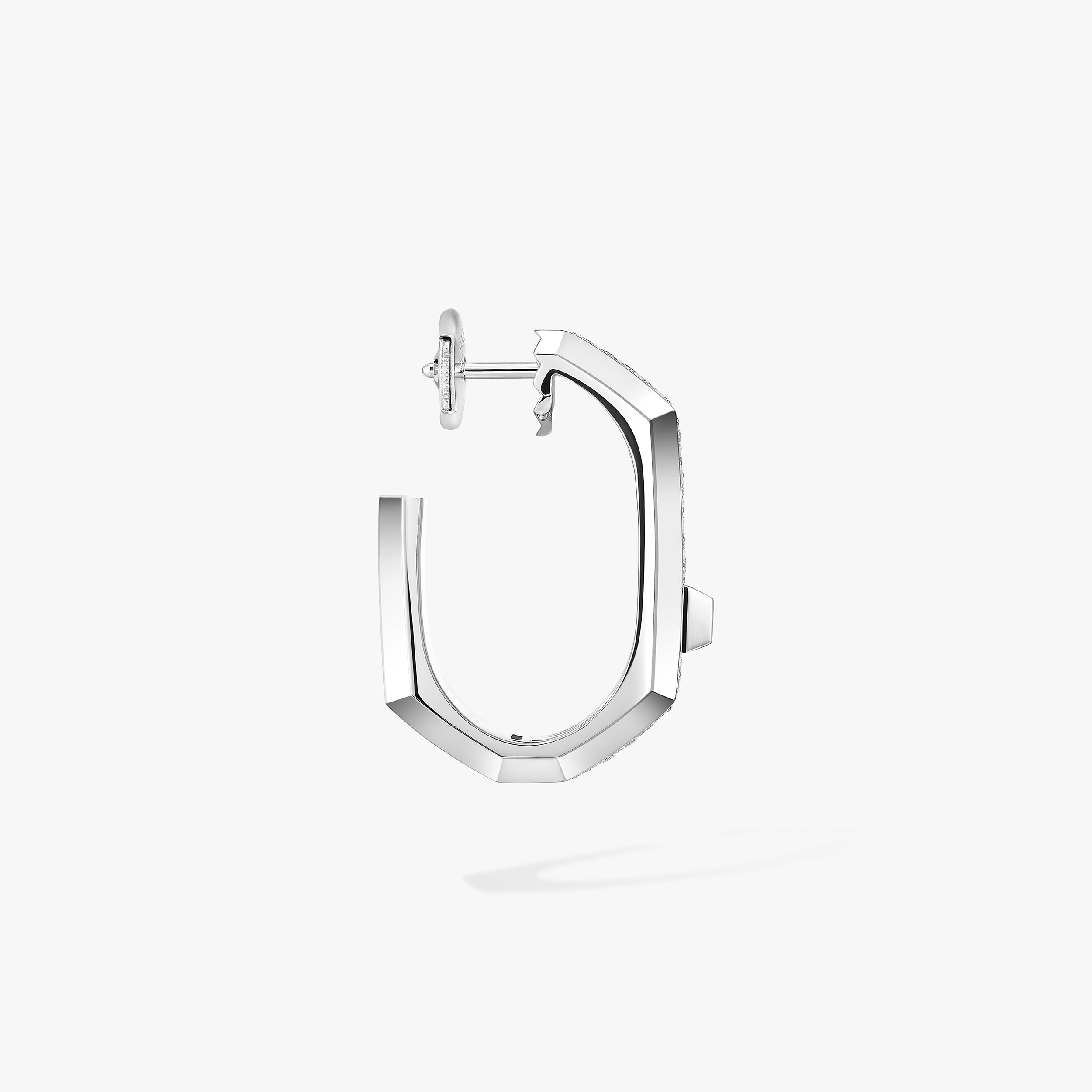 Gioiello in oro bianco Mono orecchino a cerchio Moderniste con pavé MM Messika
