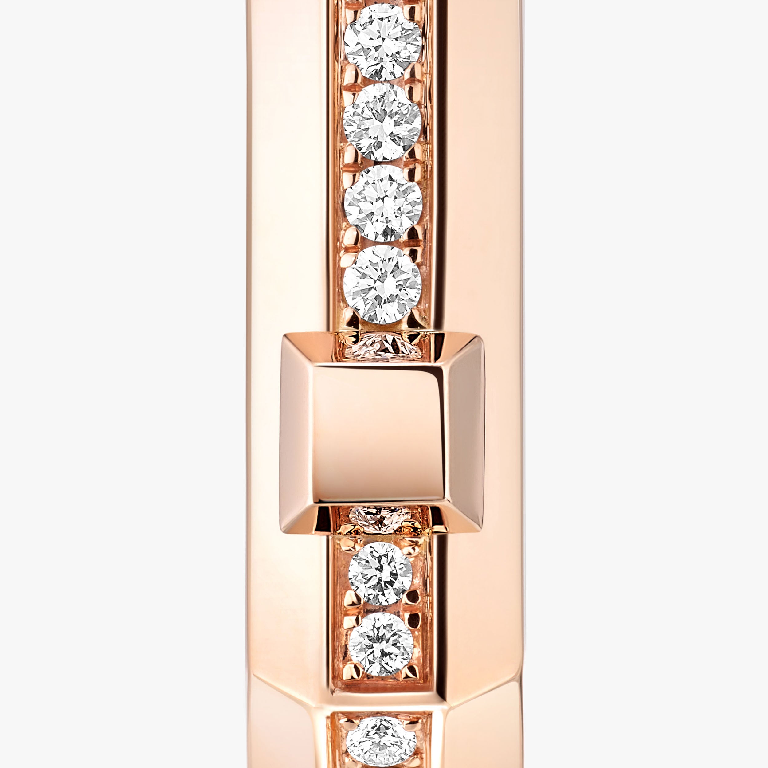 Gioiello in oro rosa Mono orecchino a cerchio Moderniste con pavé PM Messika