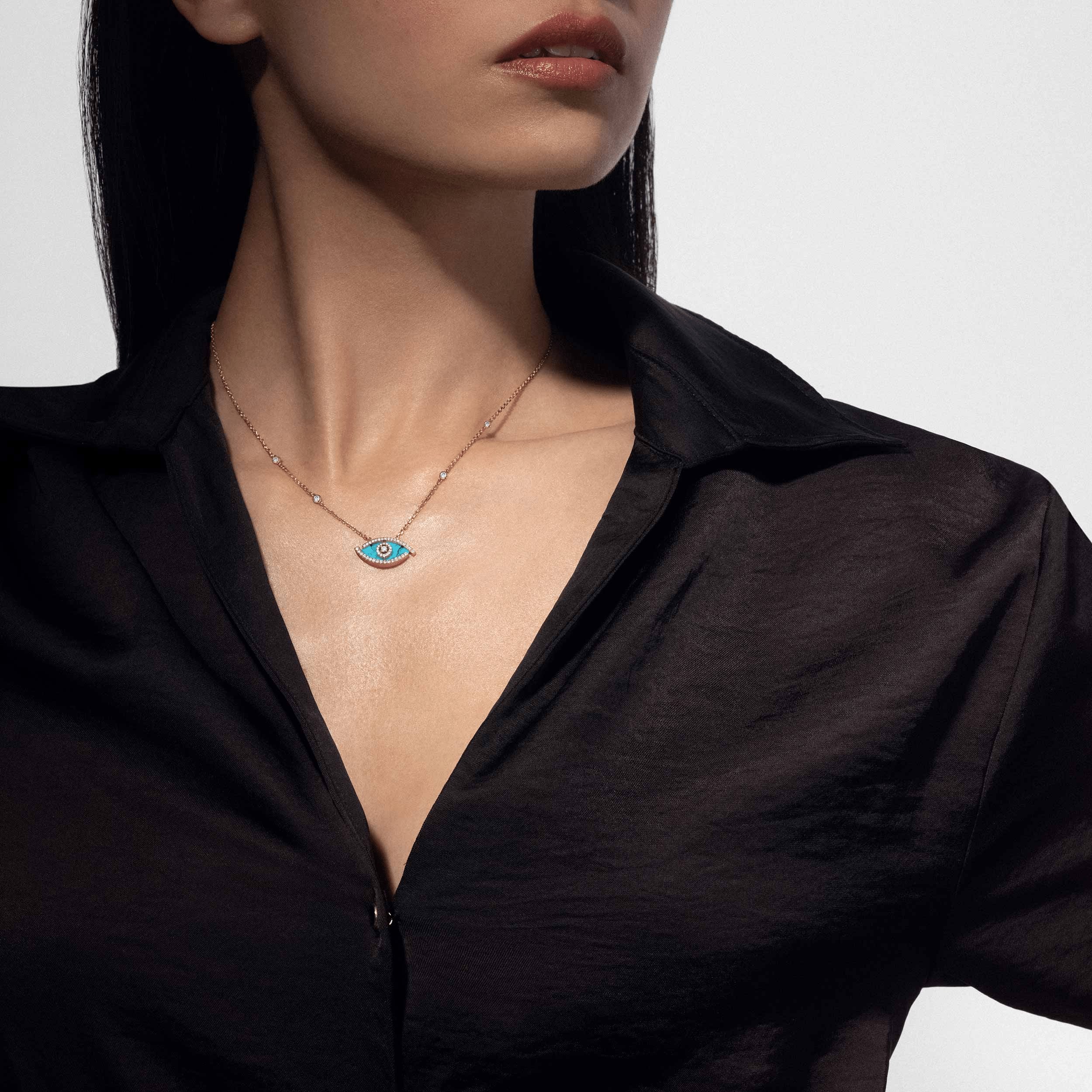Gioiello in oro rosa Collana Lucky Eye Turquoise Messika