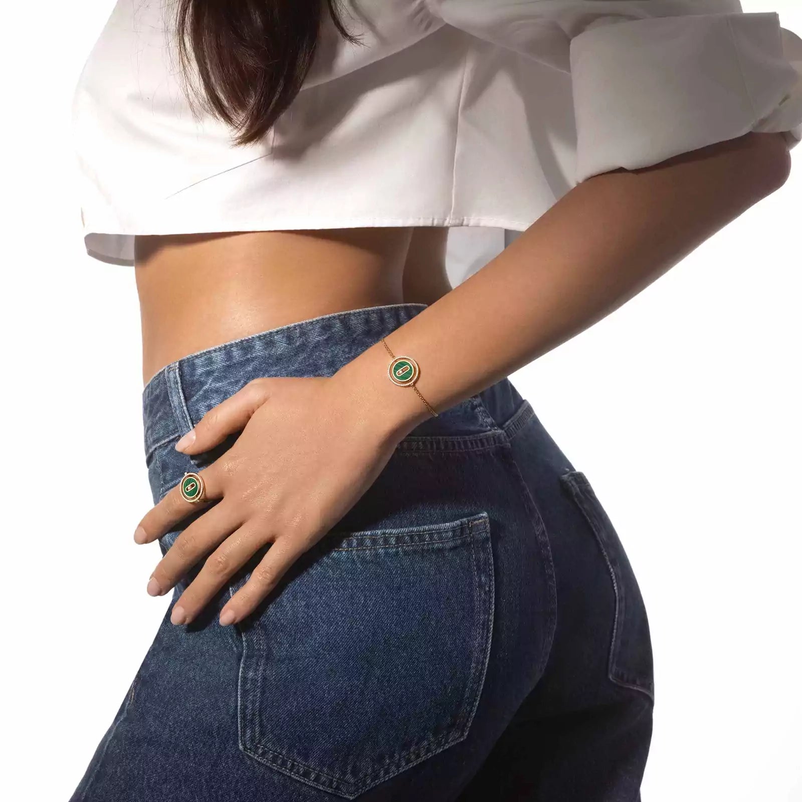 Gioiello in oro giallo Anello Lucky Move Malachite Messika