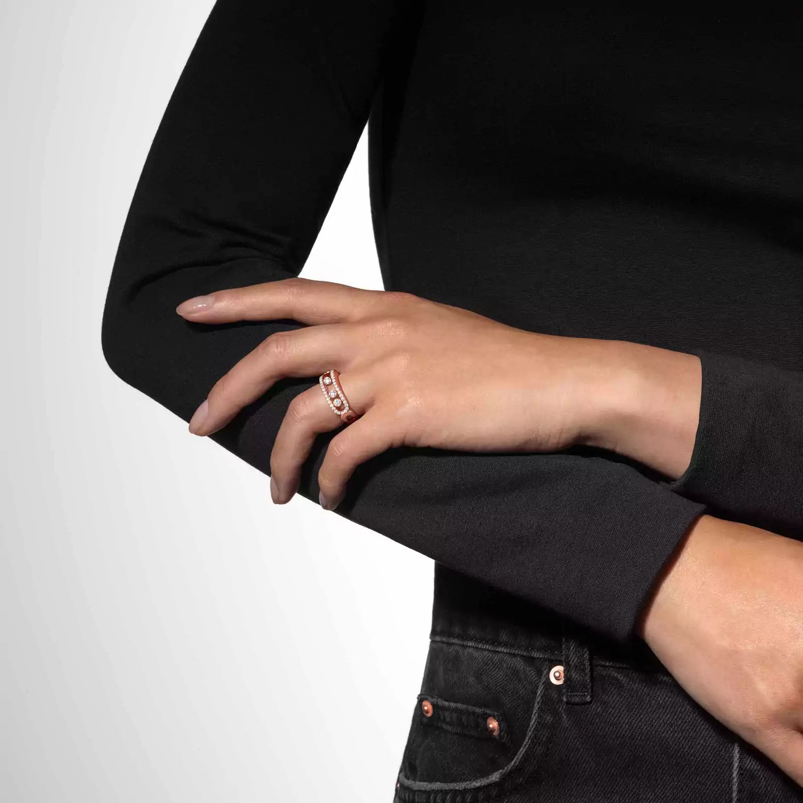 Ring in oro rosa Move Classique Pavé Messika