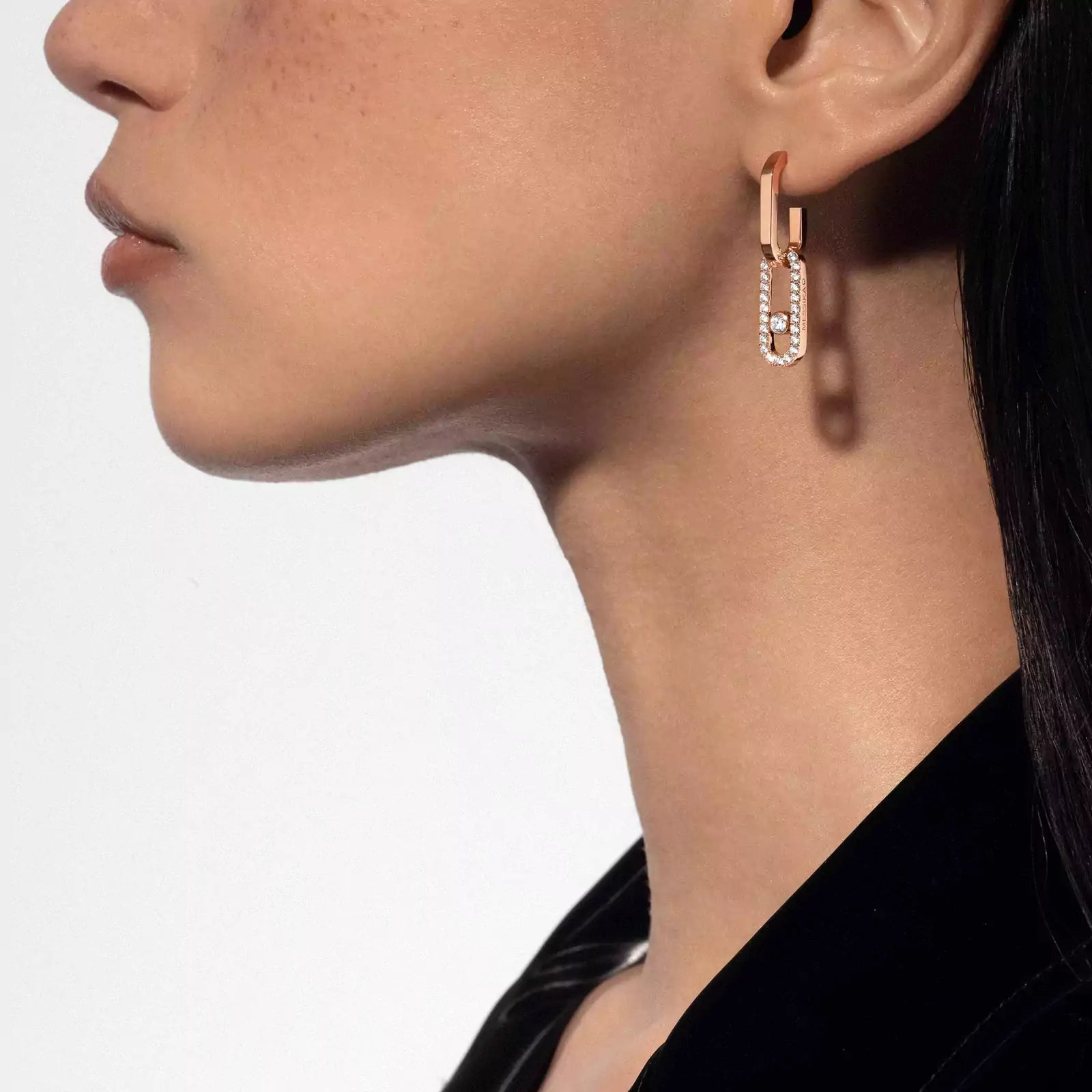 Earrings in rose gold Move Link Messika