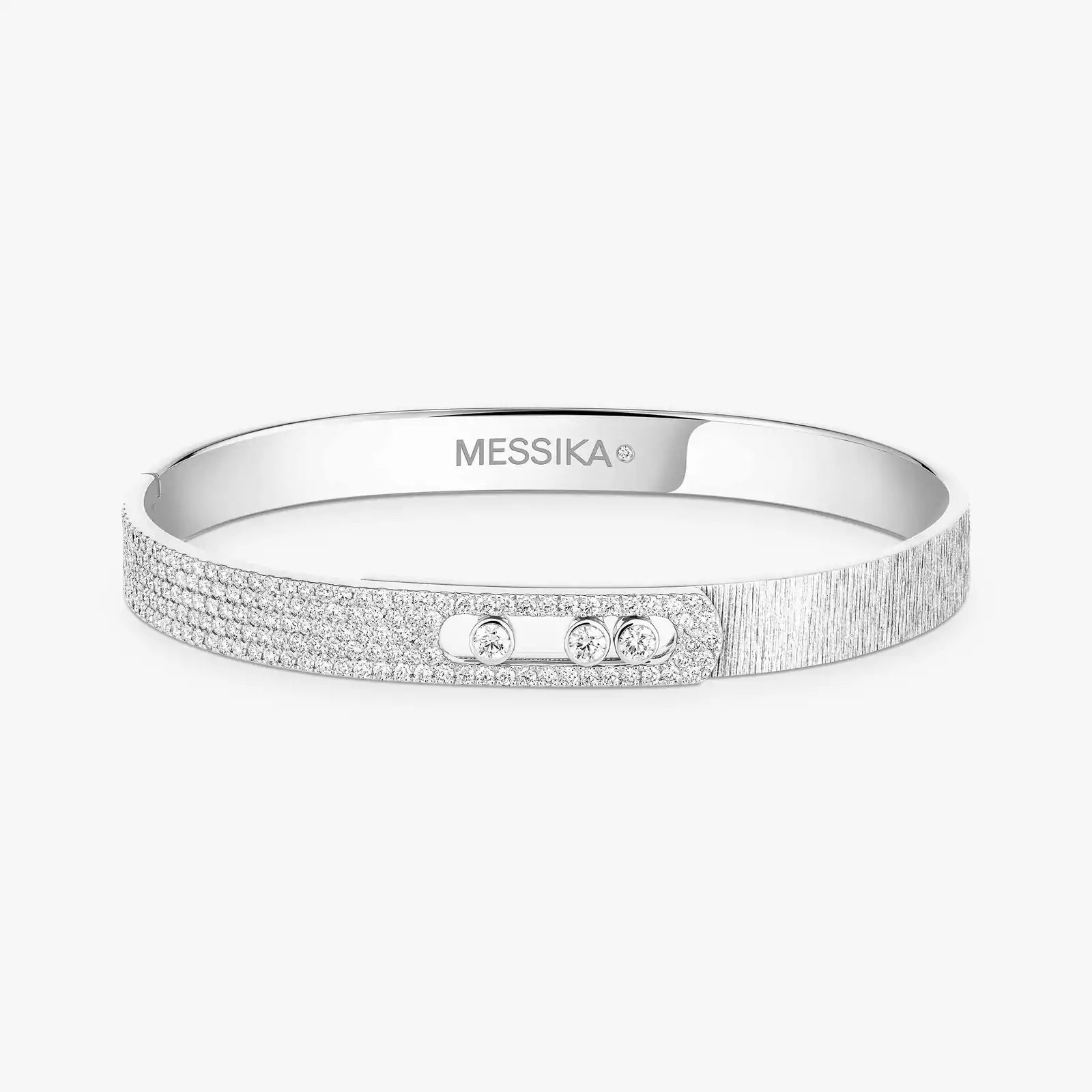 Bracelet in white gold Move Noa Ciselé Semi-Pavé Bangle Messika