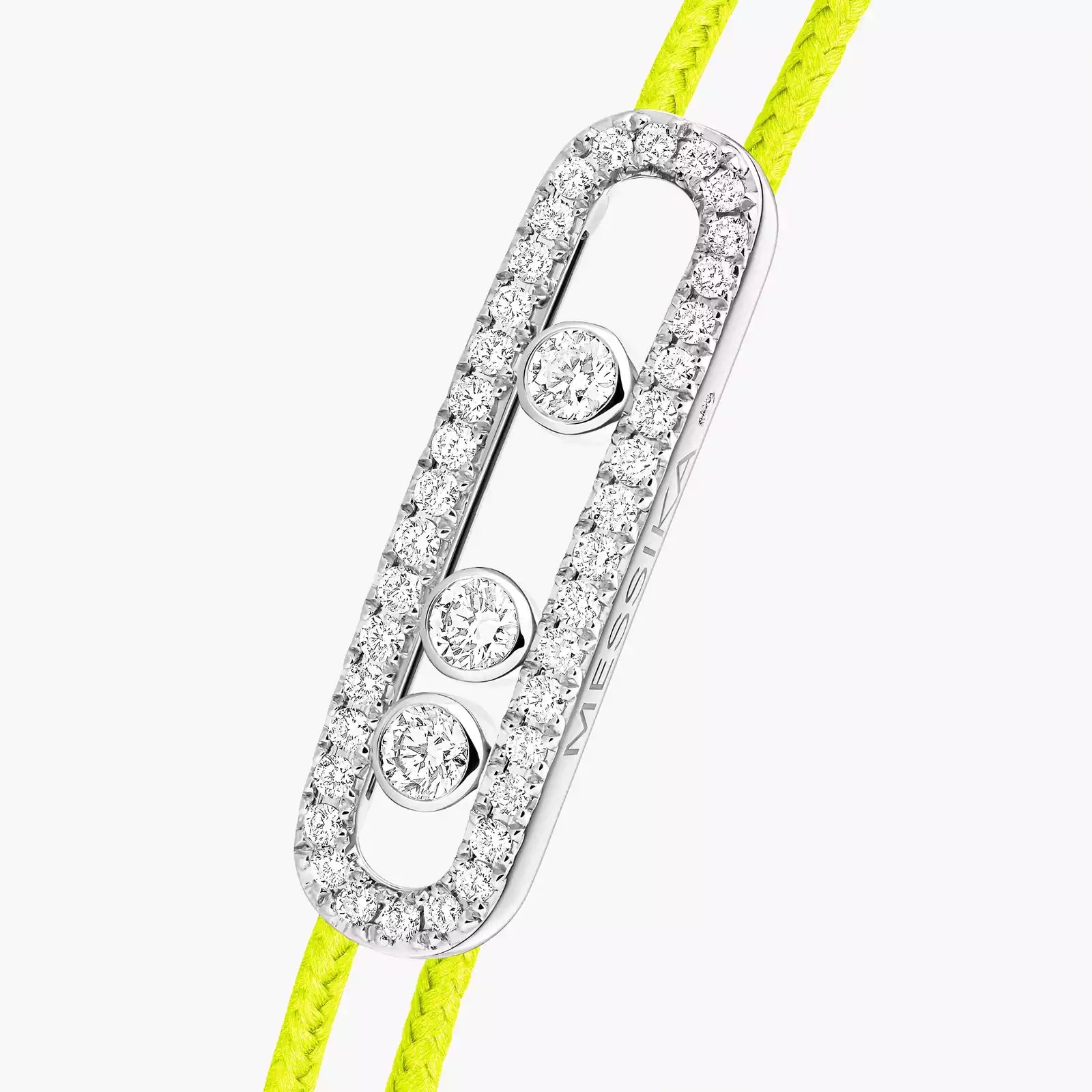 Gioiello in oro bianco Cordino Messika CARE(S) giallo con pavé Messika