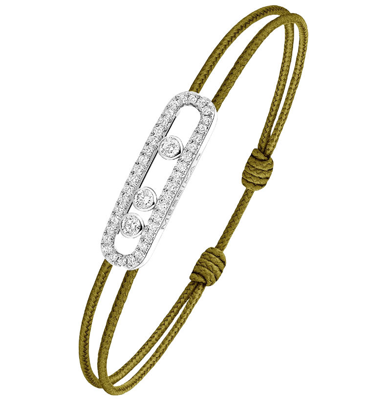 Bracelet in white gold Messika CARE(S) Khaki Cord Pavé Bracelet Messika