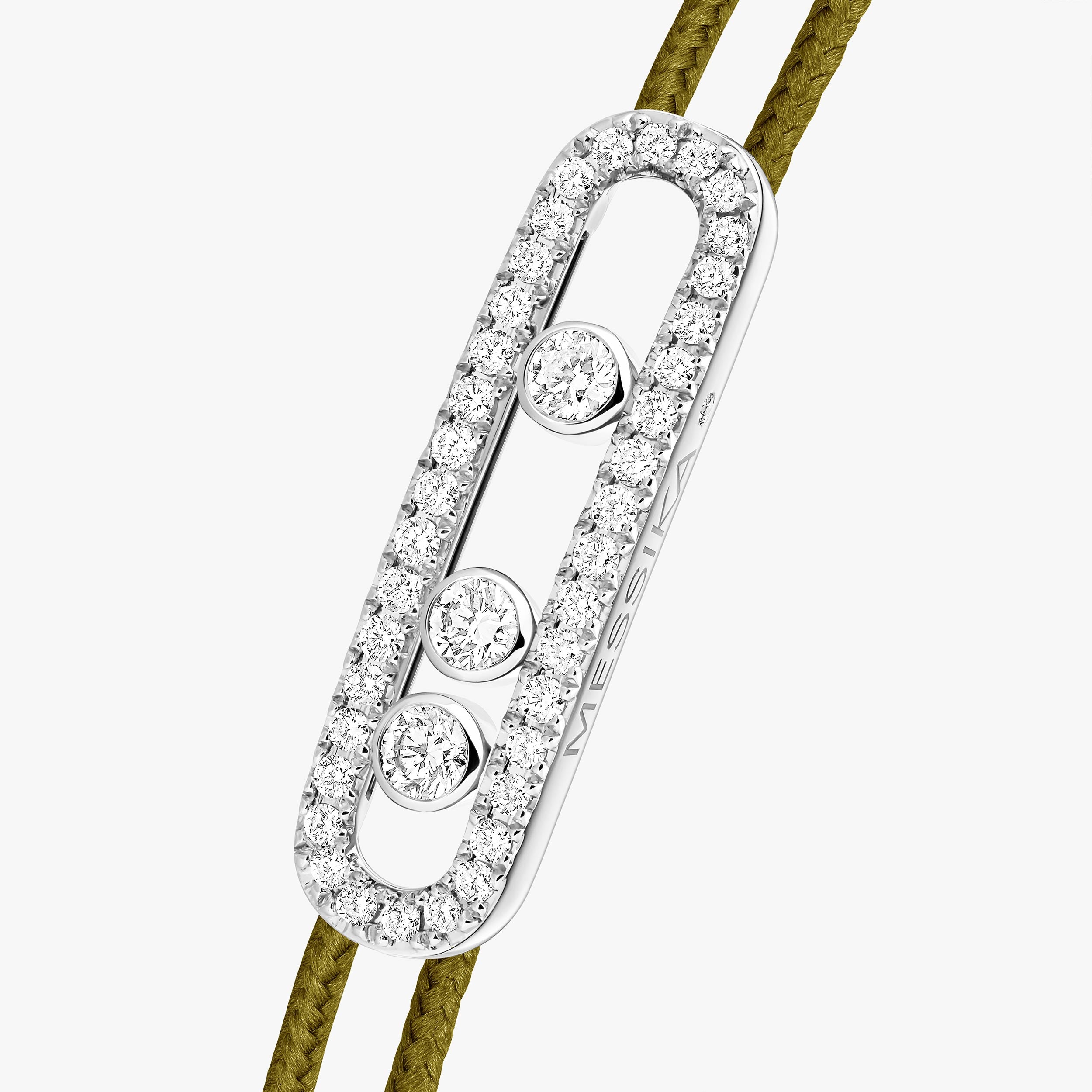 Bracelet in white gold Messika CARE(S) Khaki Cord Pavé Bracelet Messika