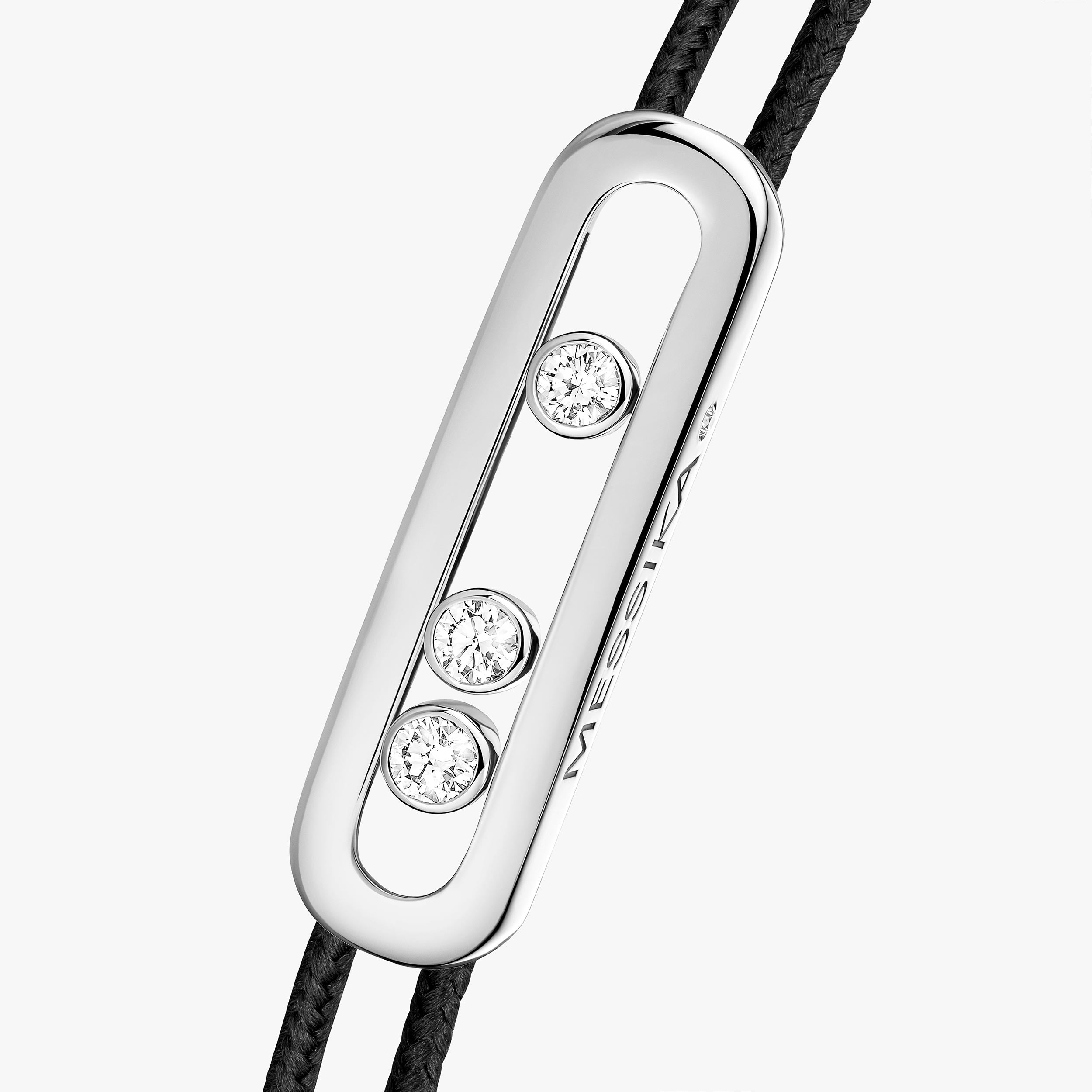 Bracelet in white gold Messika CARE(S) Black Cord Bracelet Messika