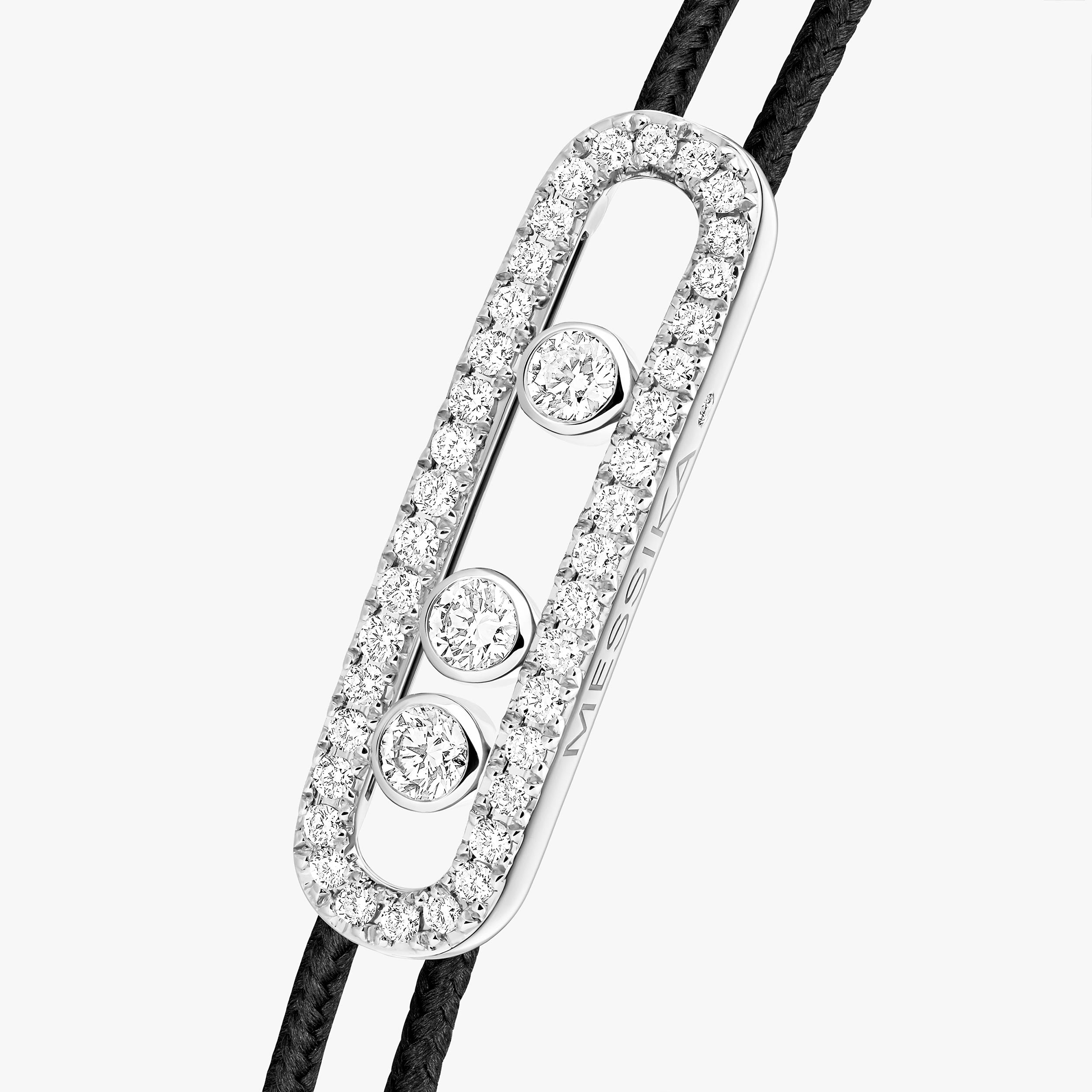 Bracelet in white gold Messika CARE(S) Black Cord Pavé Bracelet Messika
