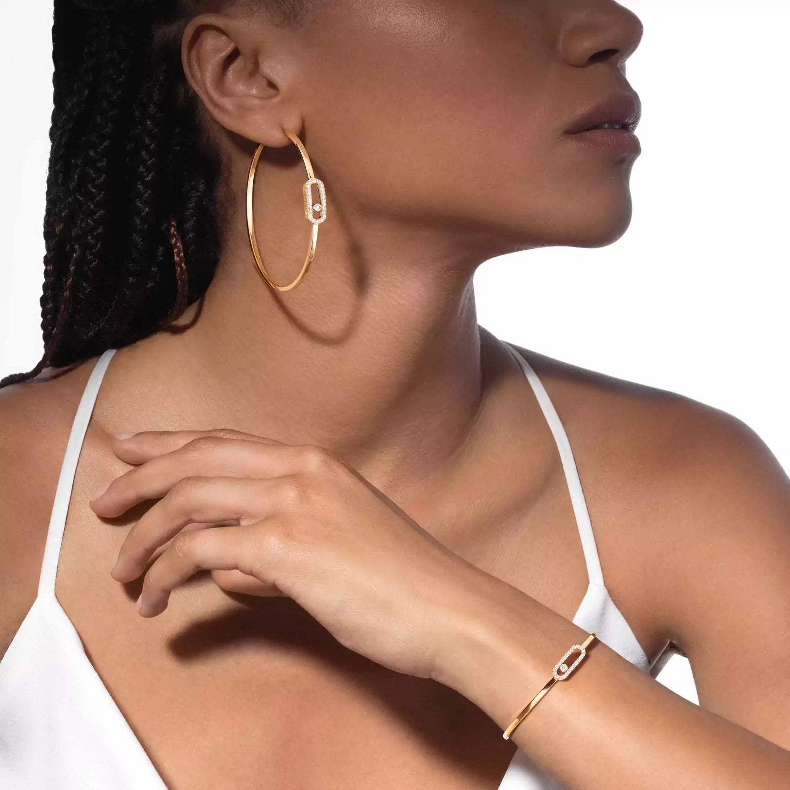 Bracelet in yellow gold Move Uno Pavé Flex Bangle  Messika