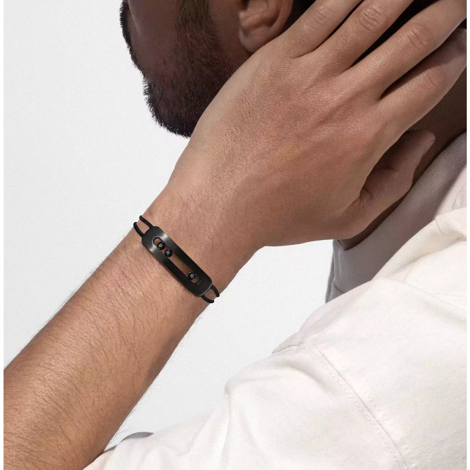 Bracelet in titanium Move Titanium XL black cord bracelet Messika