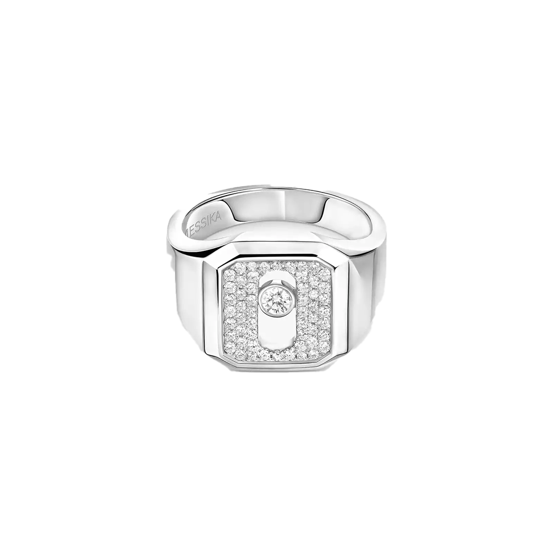 Ring in white gold Move Joaillerie pavé signet ring Messika