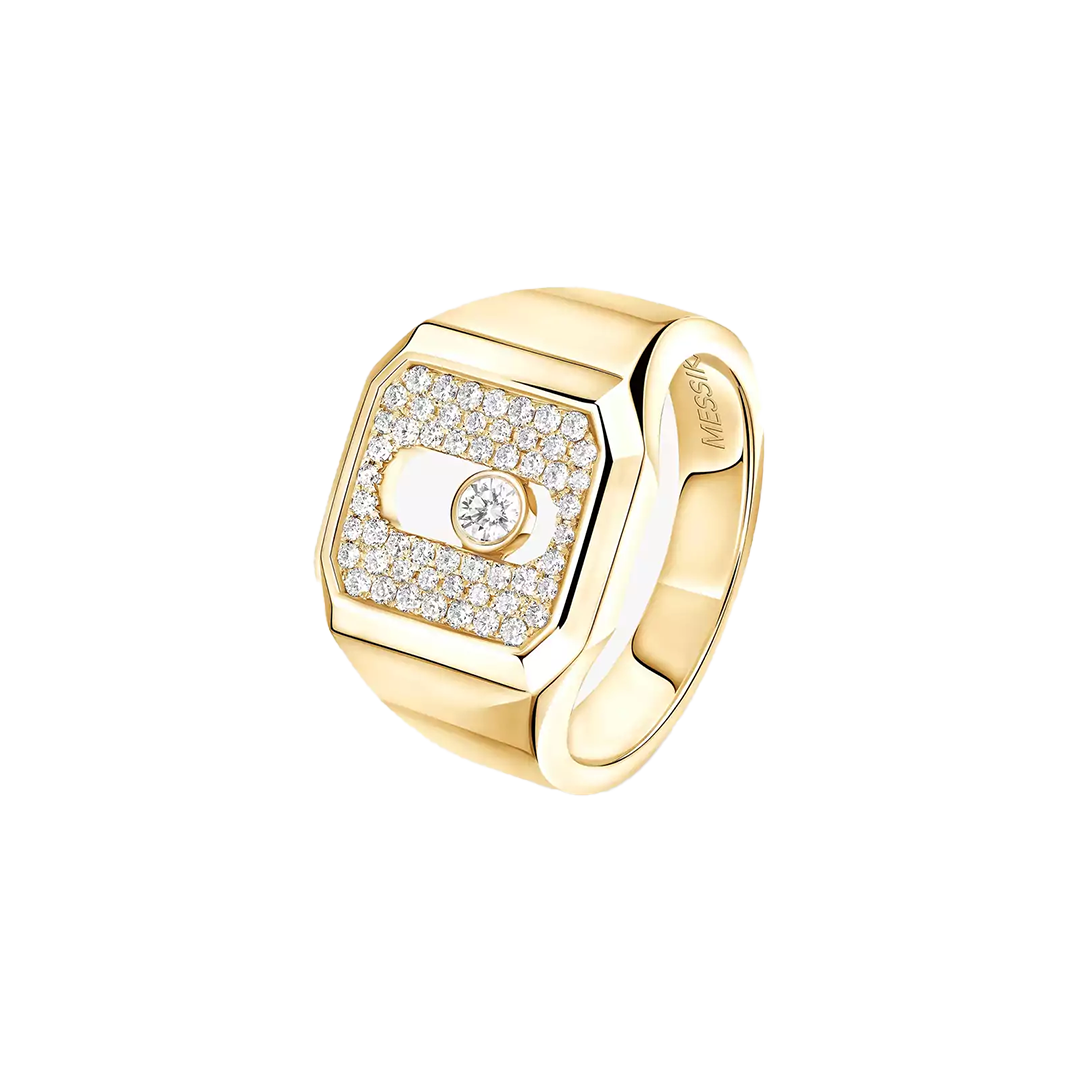 Ring in yellow gold Move Joaillerie pavé signet ring Messika