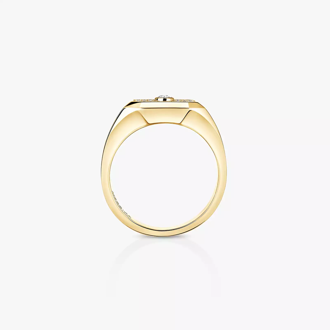 Ring in yellow gold Move Joaillerie pavé signet ring Messika